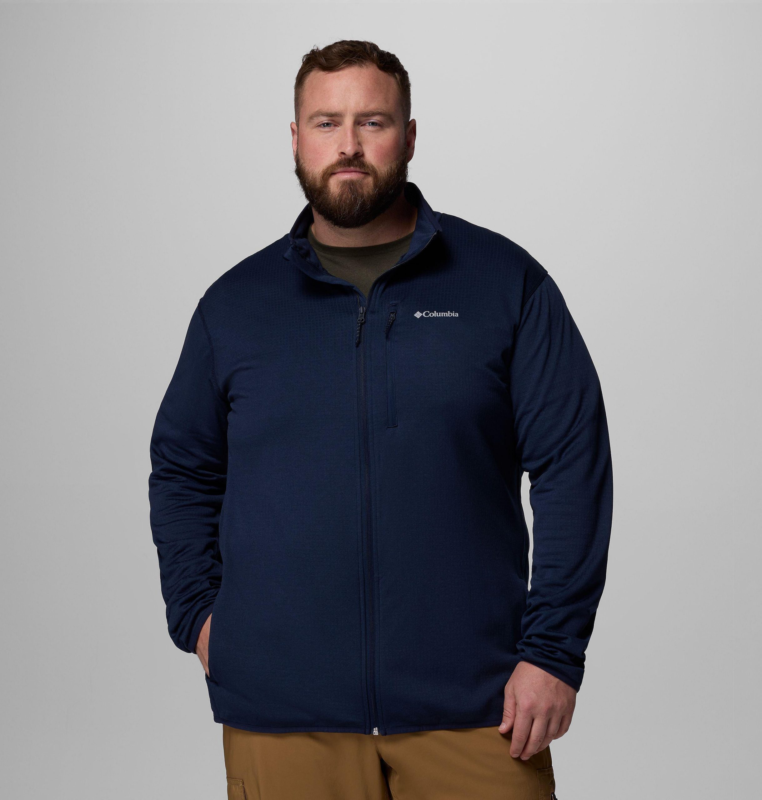 menn essential hike grid fleece full zip jakke – stor