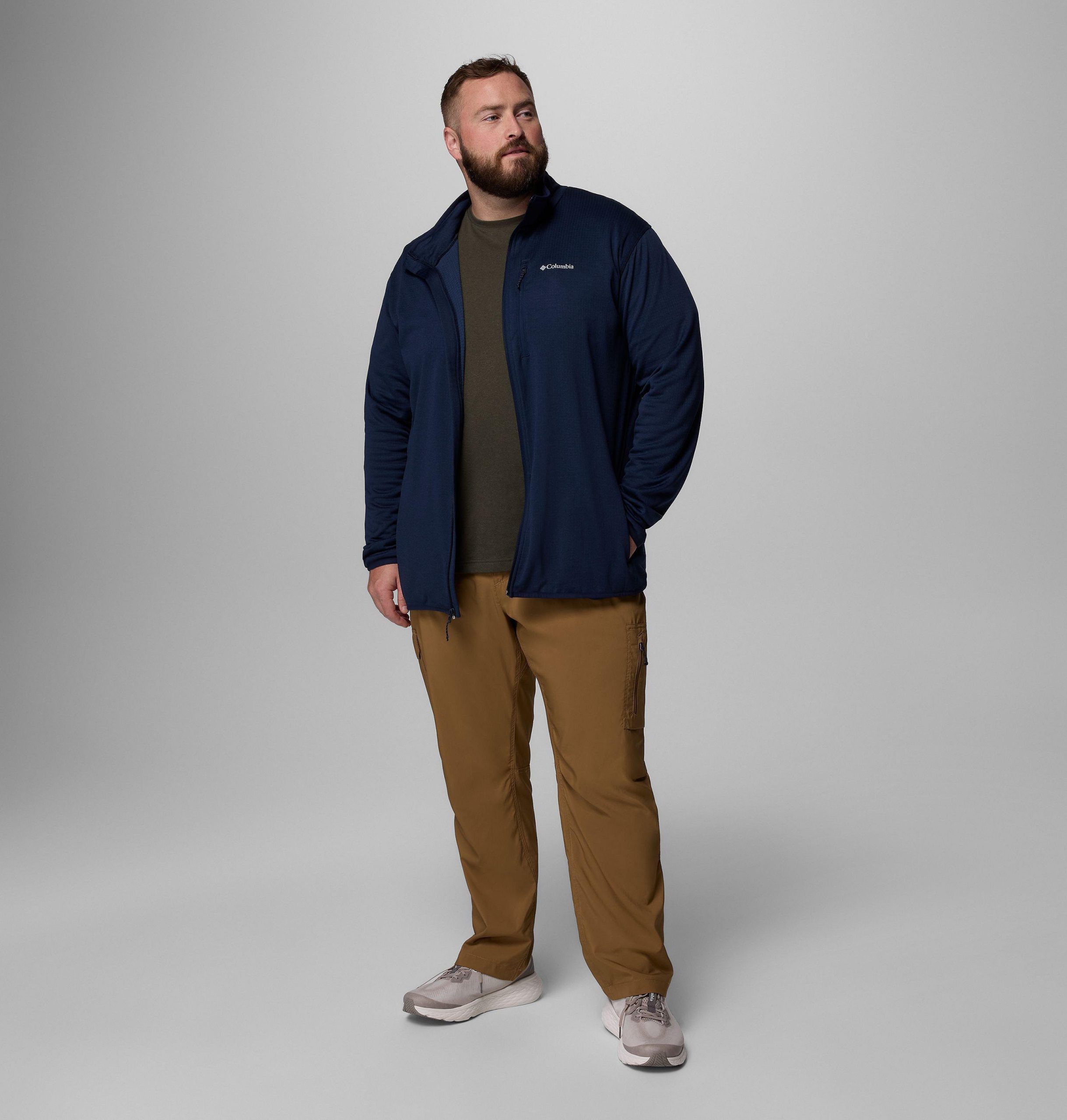 menn essential hike grid fleece full zip jakke – stor