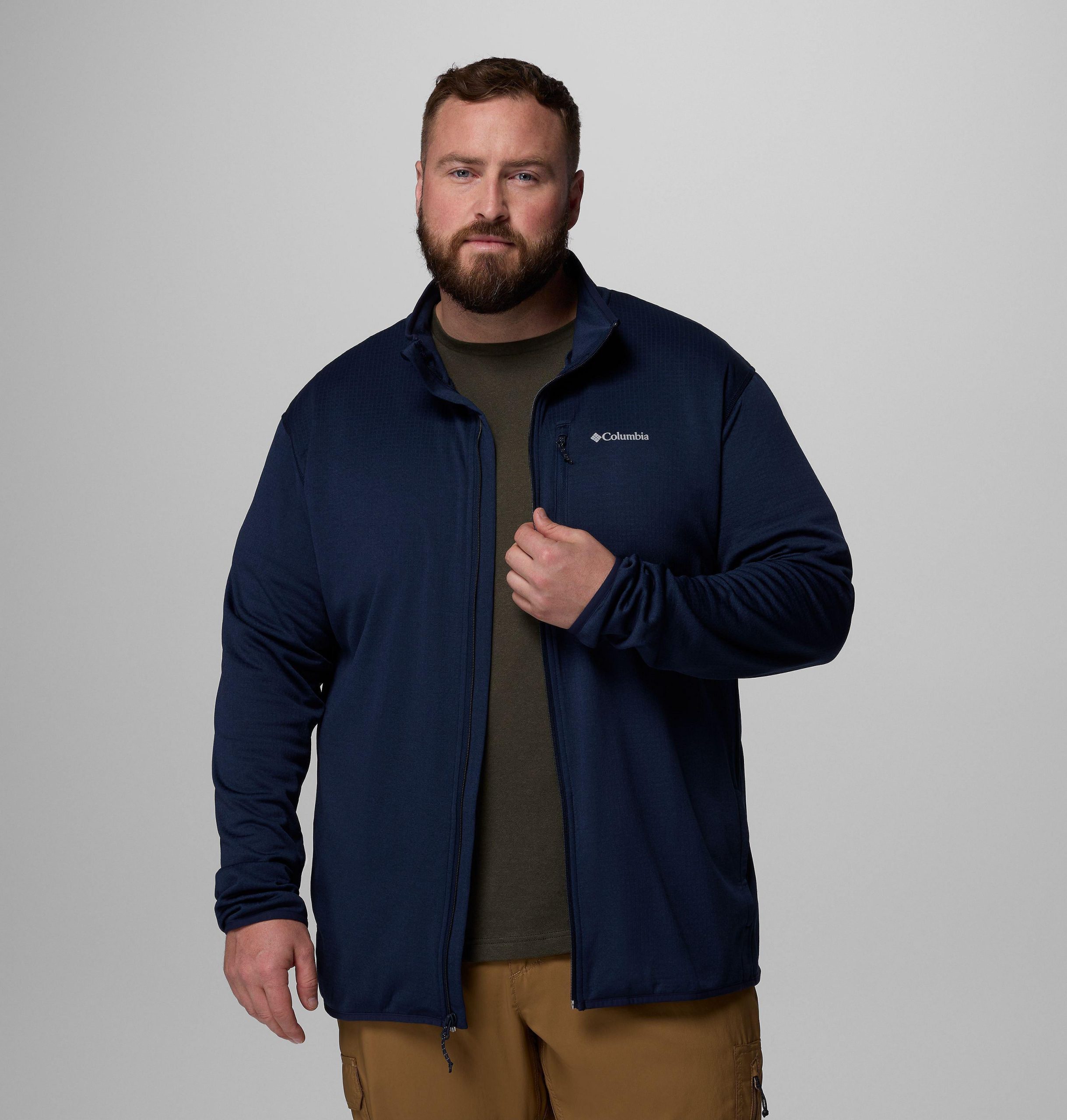 menn essential hike grid fleece full zip jakke – stor