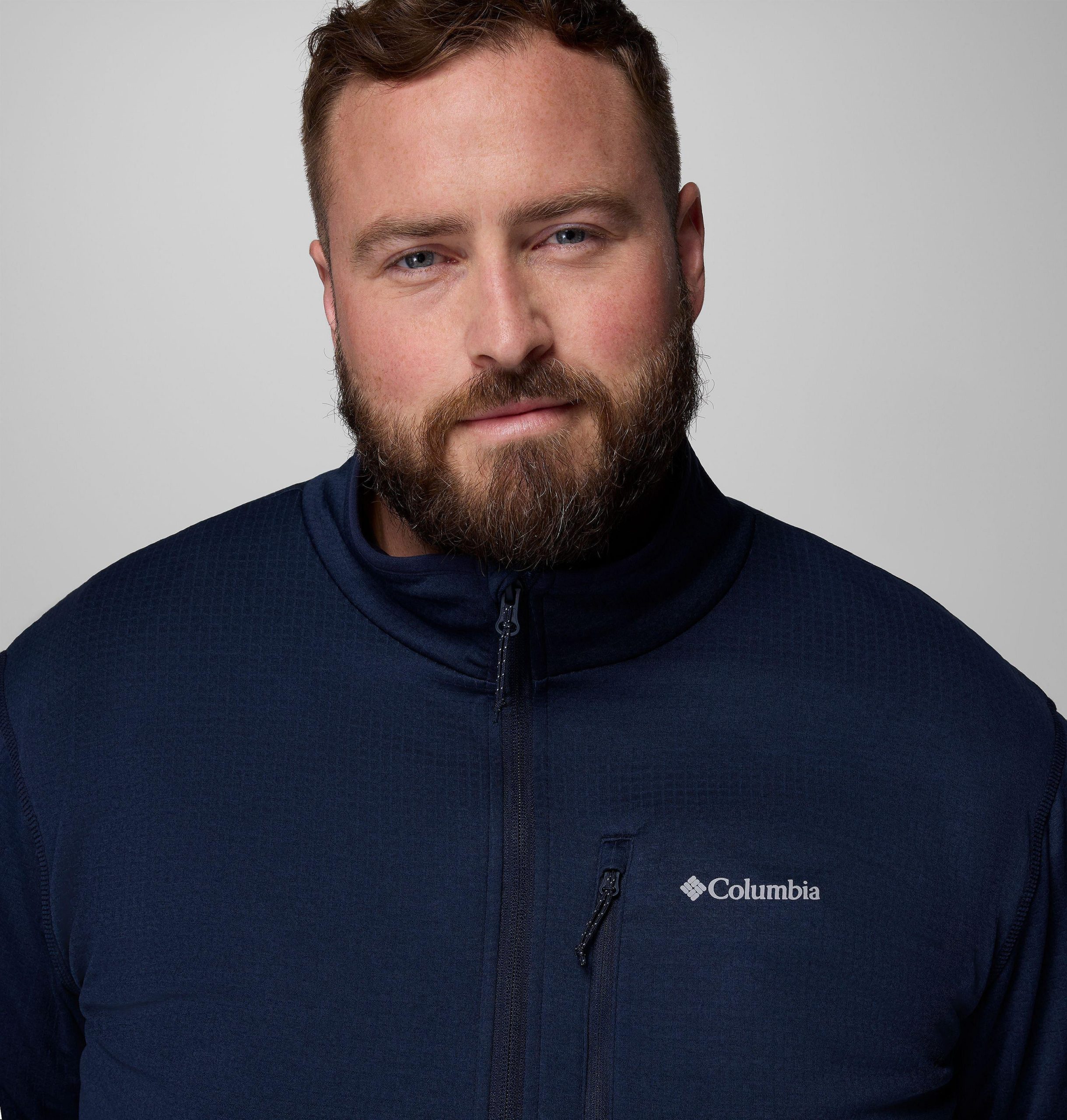 menn essential hike grid fleece full zip jakke – stor