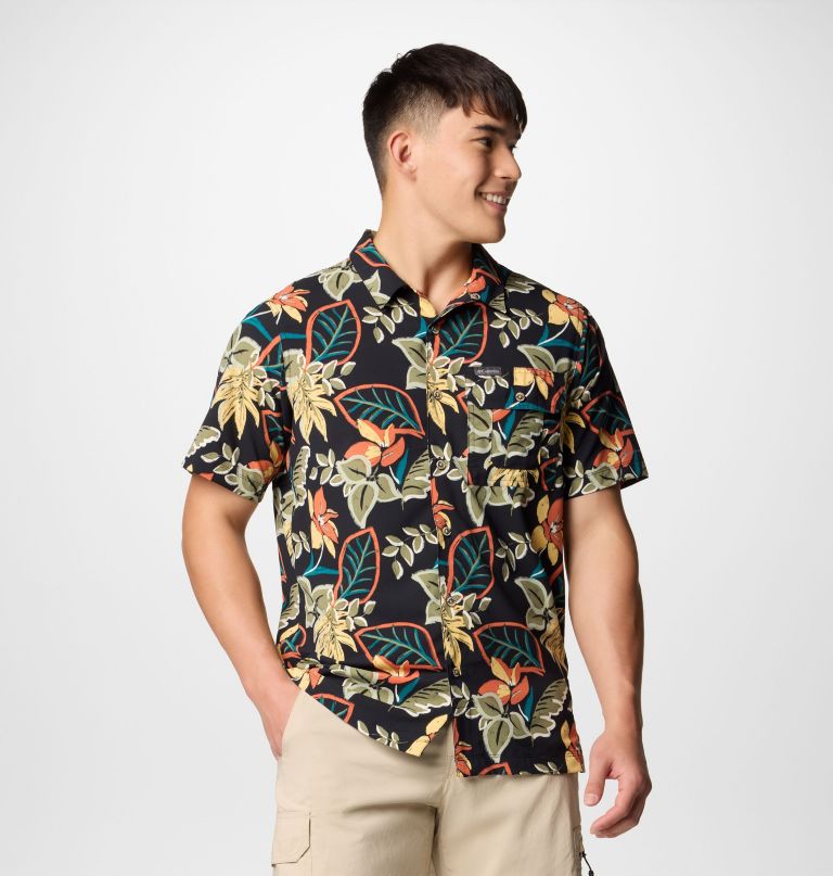 herre tech trail utility printed woven kortermet skjorte