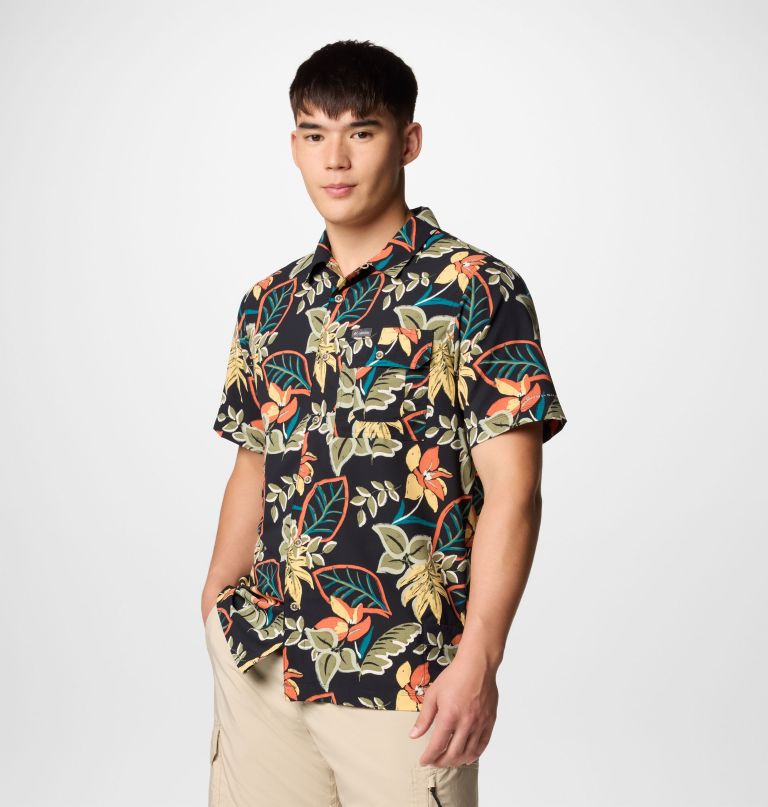 herre tech trail utility printed woven kortermet skjorte