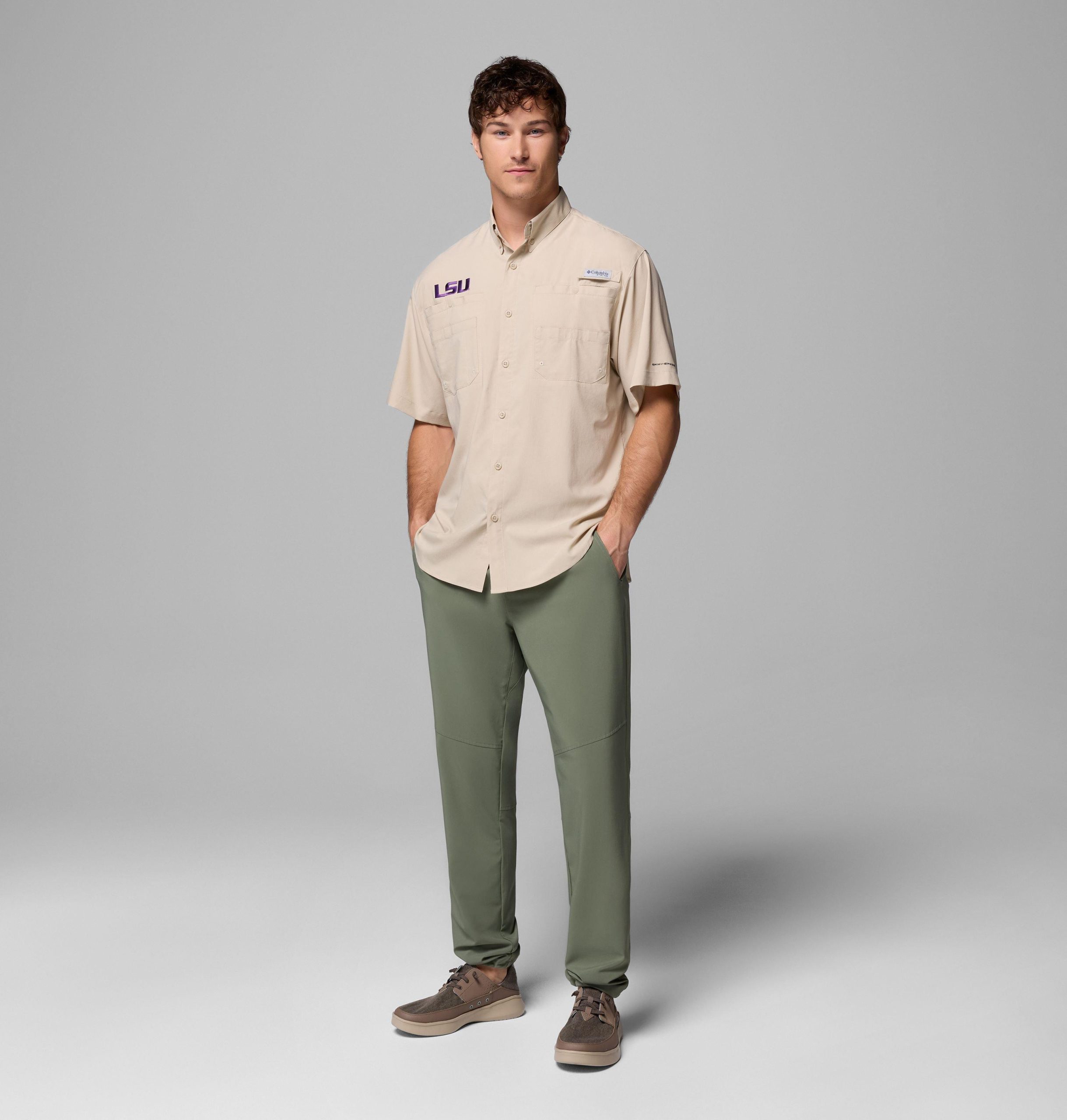 herre college pfg tamiami kortermet skjorte – lsu