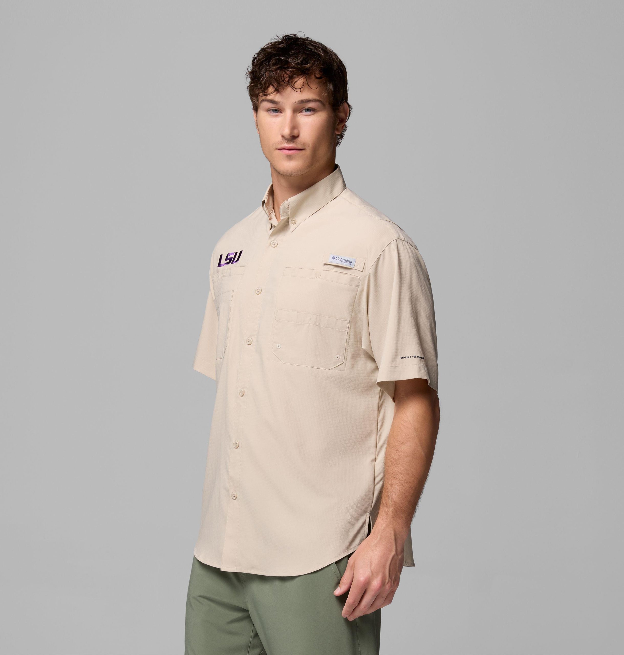 herre college pfg tamiami kortermet skjorte – lsu