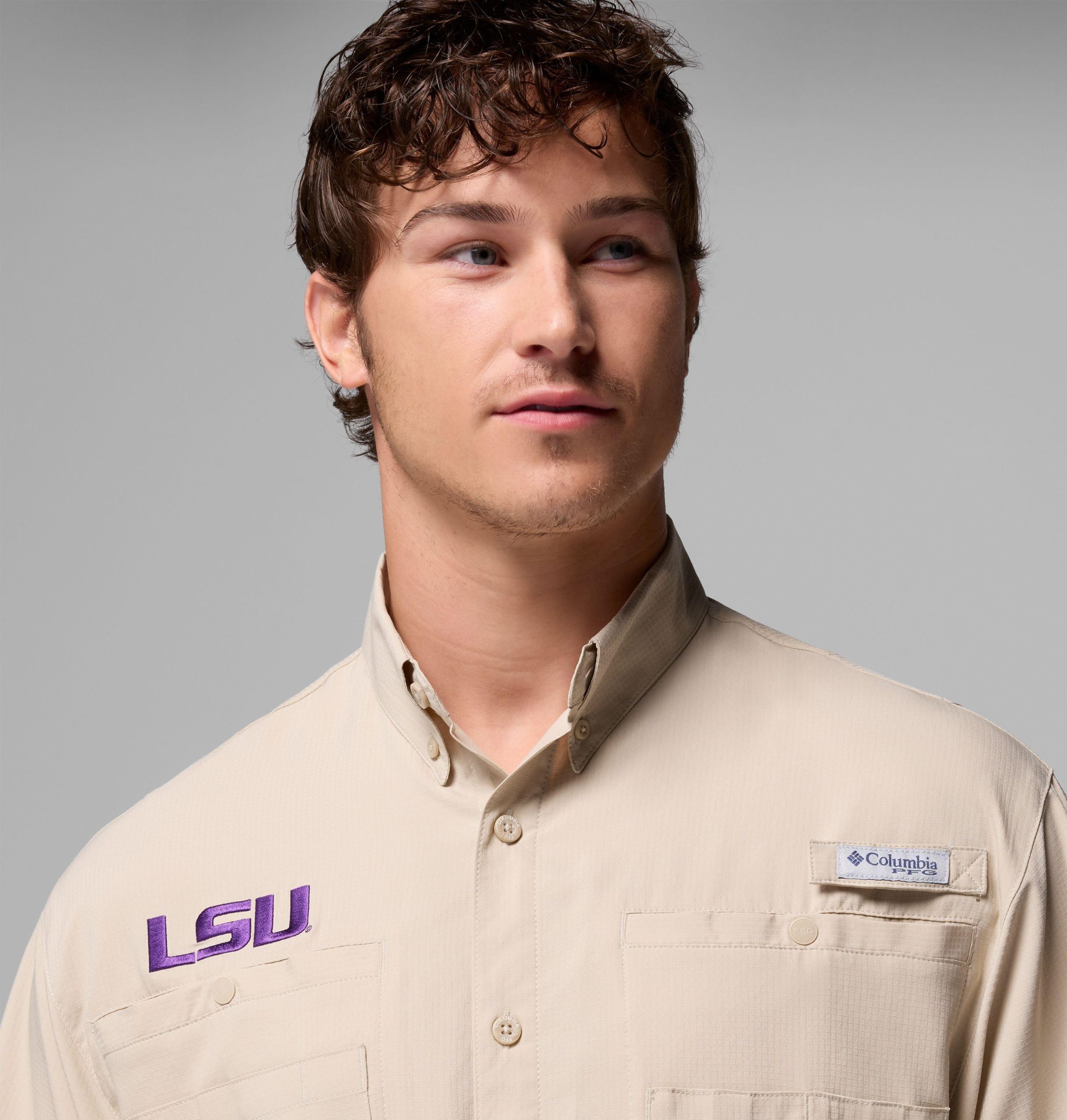 herre college pfg tamiami kortermet skjorte – lsu