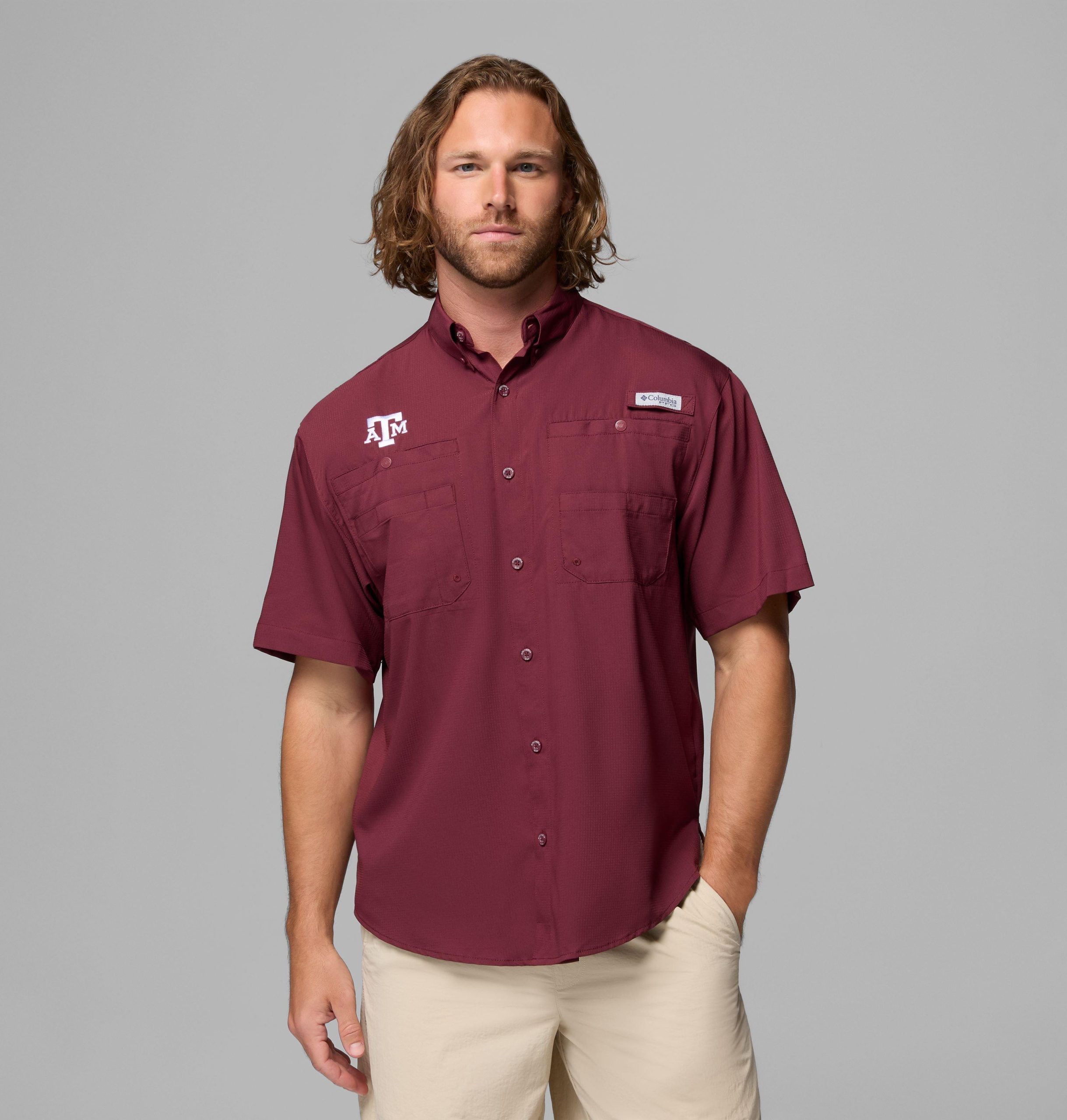 herre college pfg tamiami kortermet skjorte – texas am