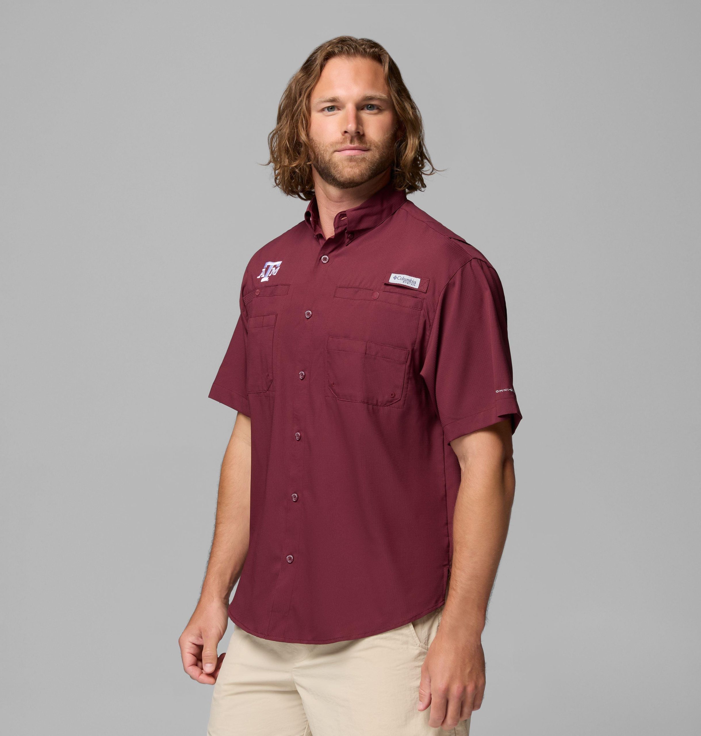 herre college pfg tamiami kortermet skjorte – texas am