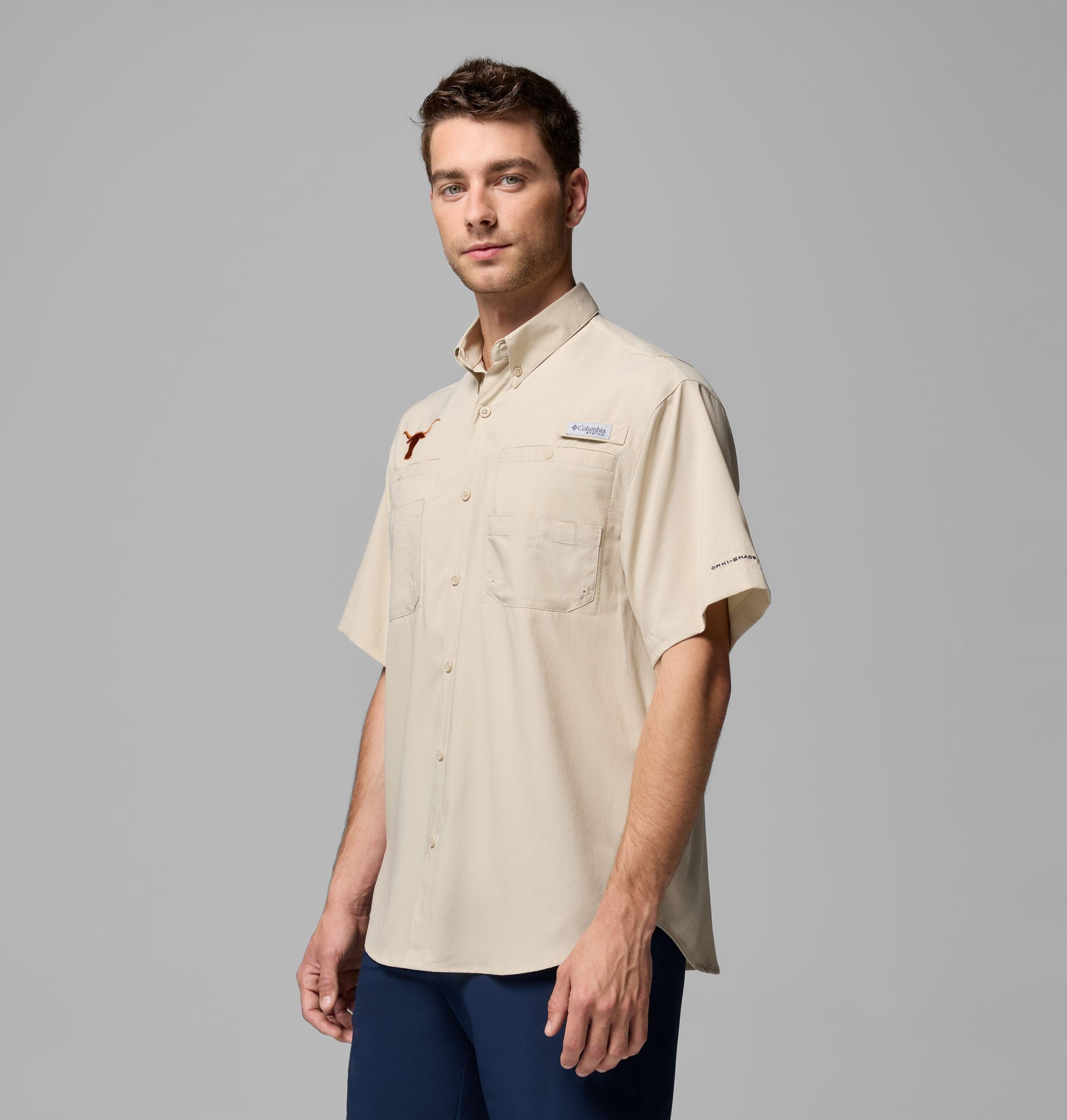 herre college pfg tamiami kortermet skjorte – texas