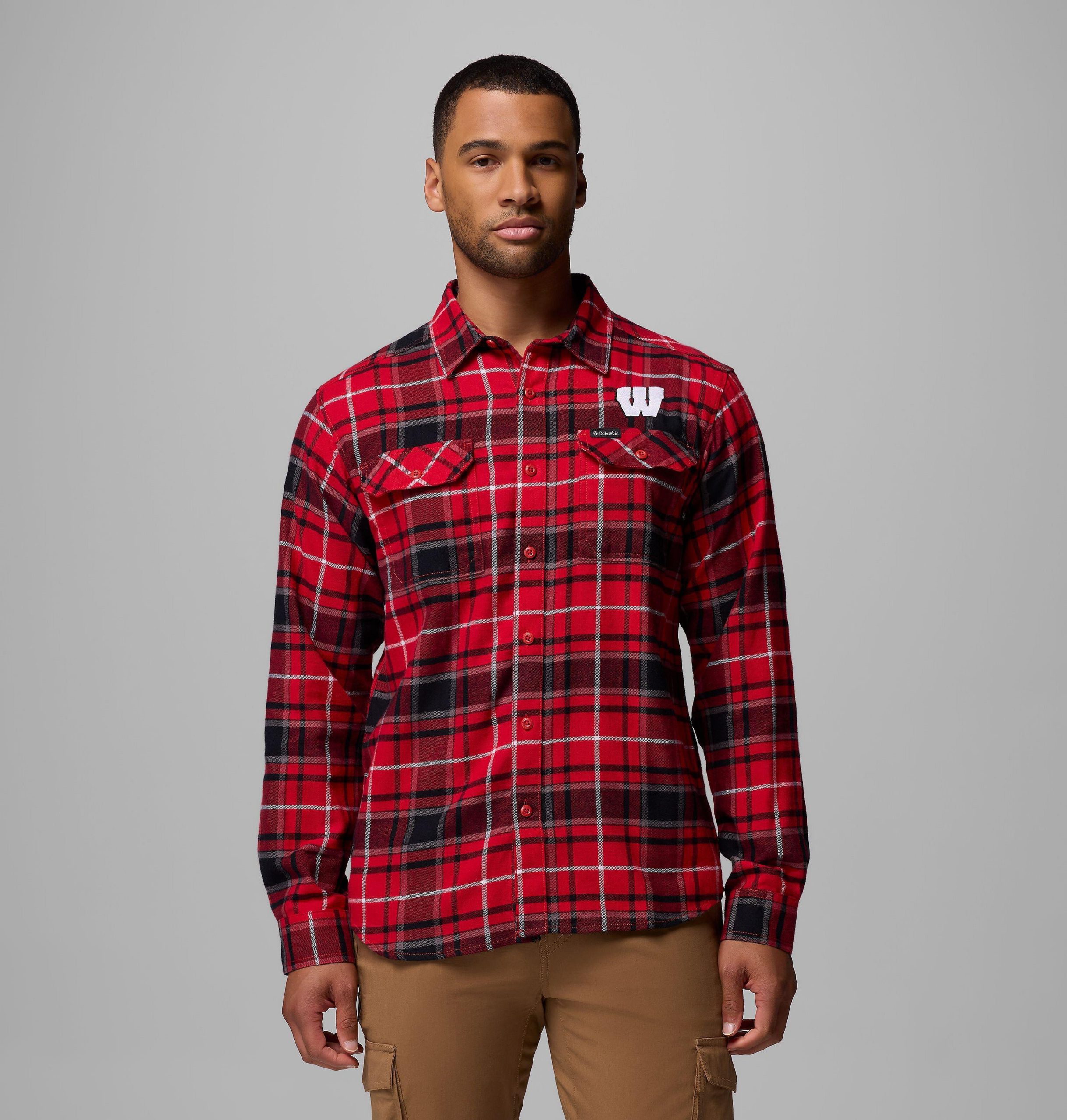 herre college flare gun flannel langermet skjorte – wisconsin