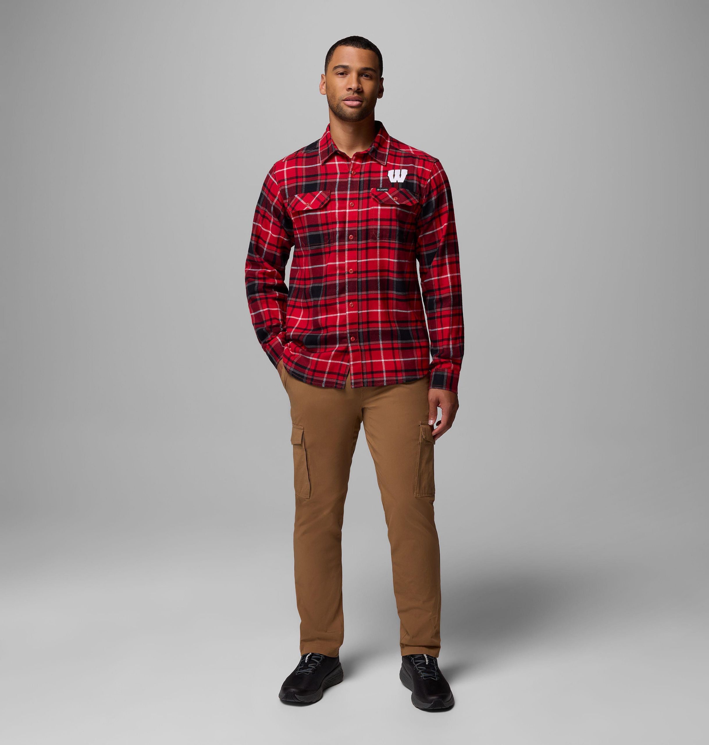 herre college flare gun flannel langermet skjorte – wisconsin