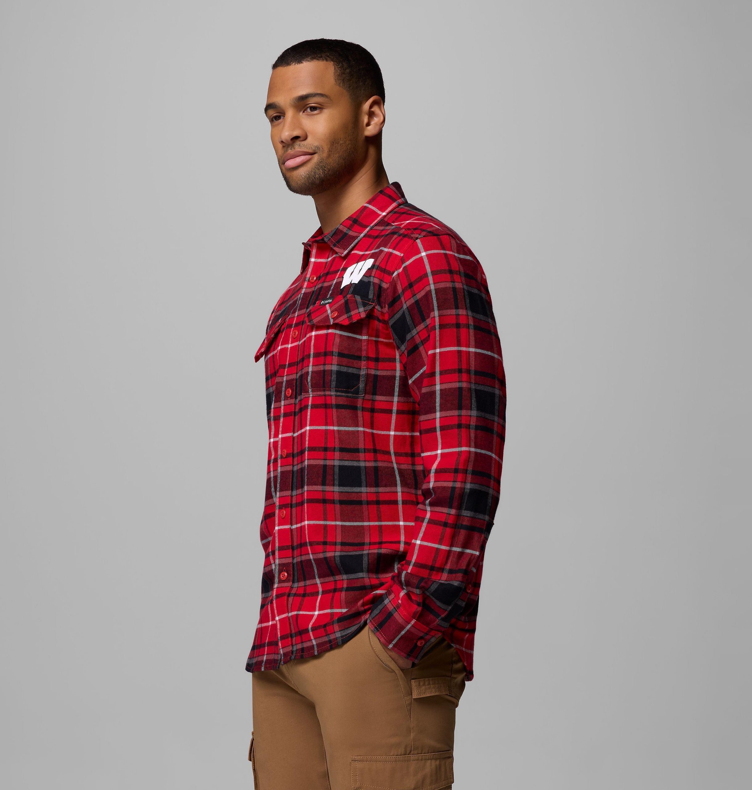 herre college flare gun flannel langermet skjorte – wisconsin