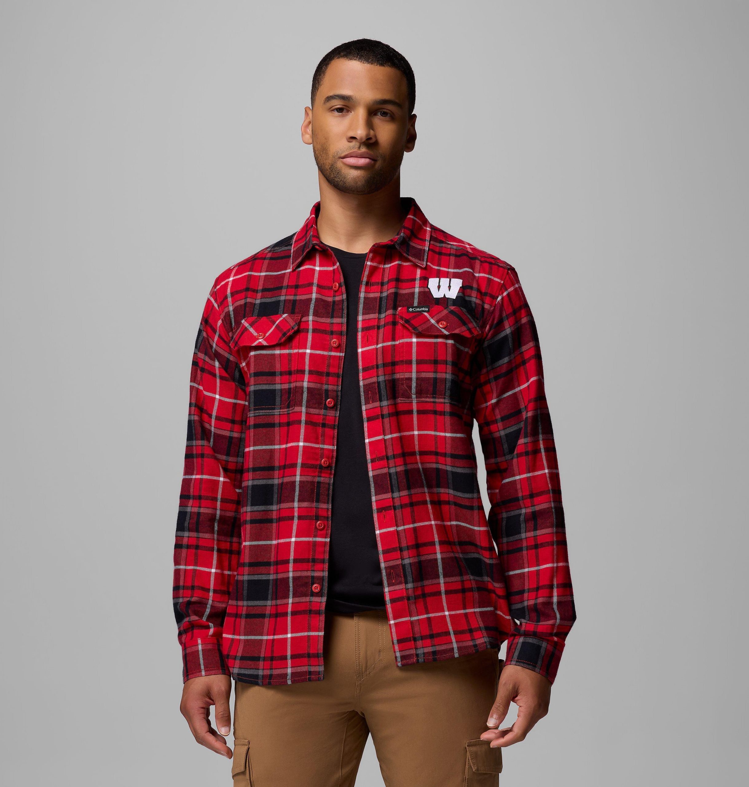 herre college flare gun flannel langermet skjorte – wisconsin