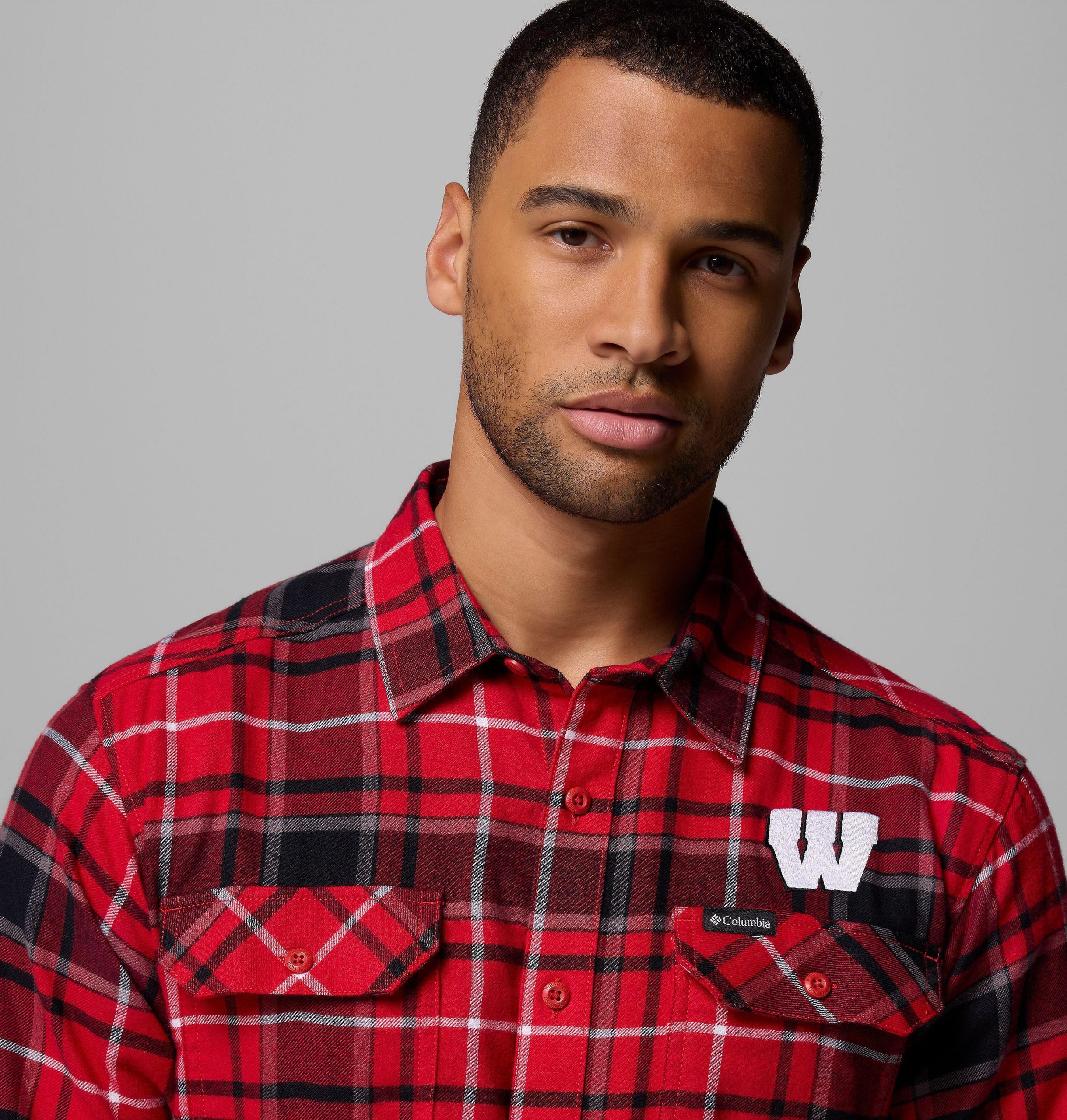 herre college flare gun flannel langermet skjorte – wisconsin