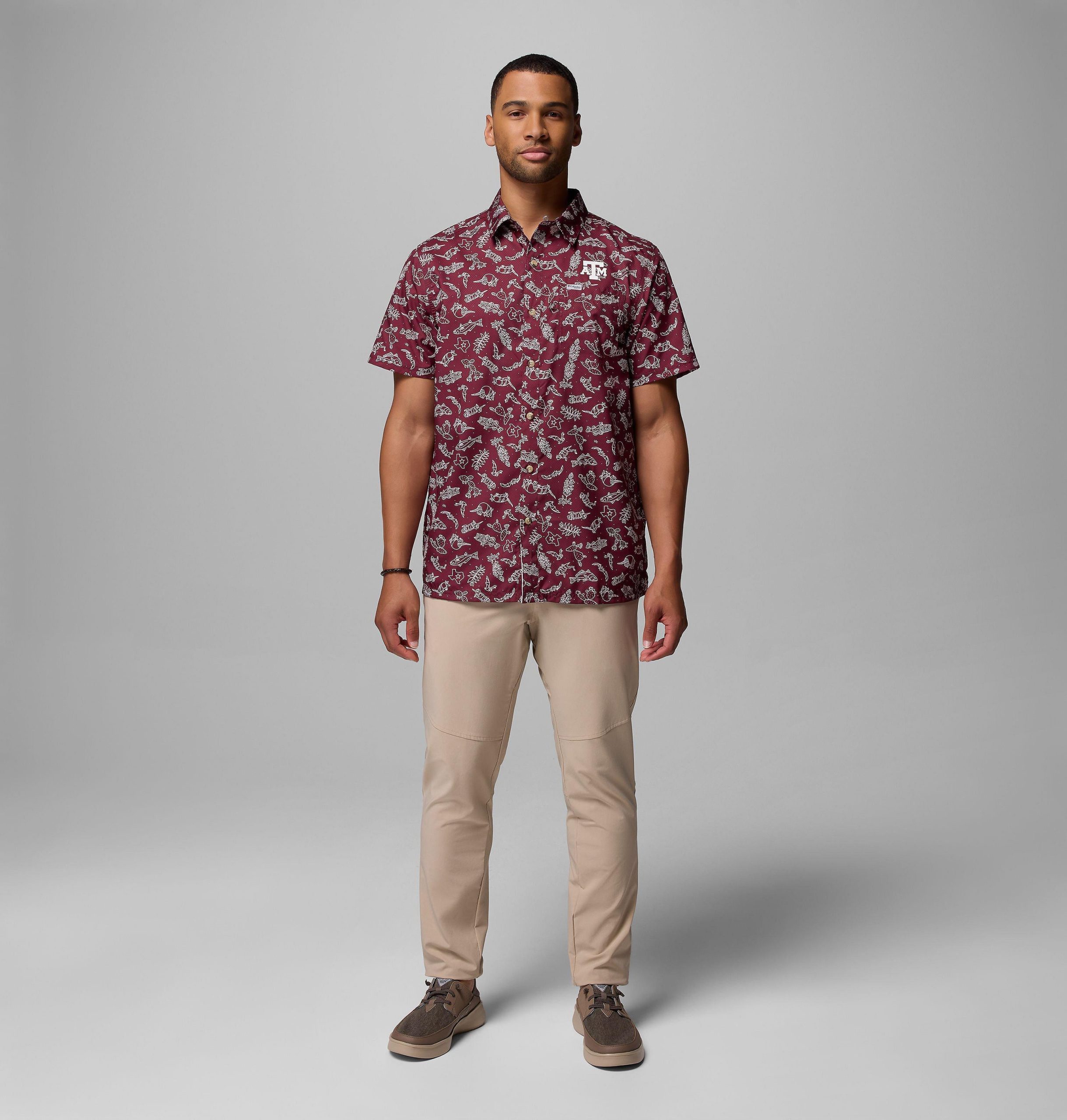 herre collegiate pfg super slack tide-skjorte – texas am