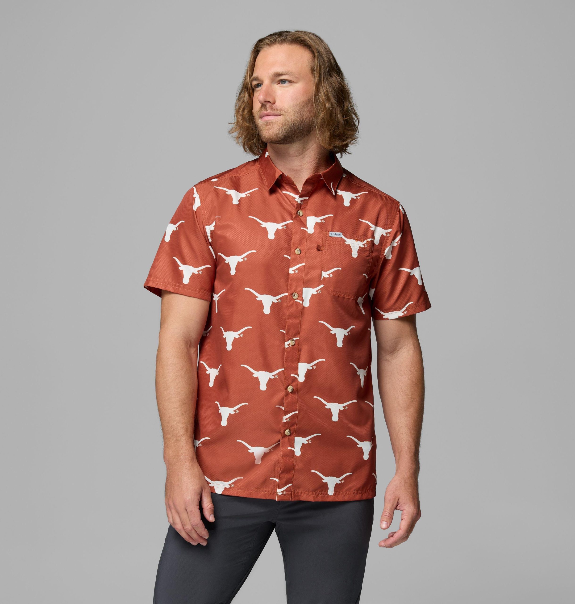 herre collegiate pfg super slack tide-skjorte – texas