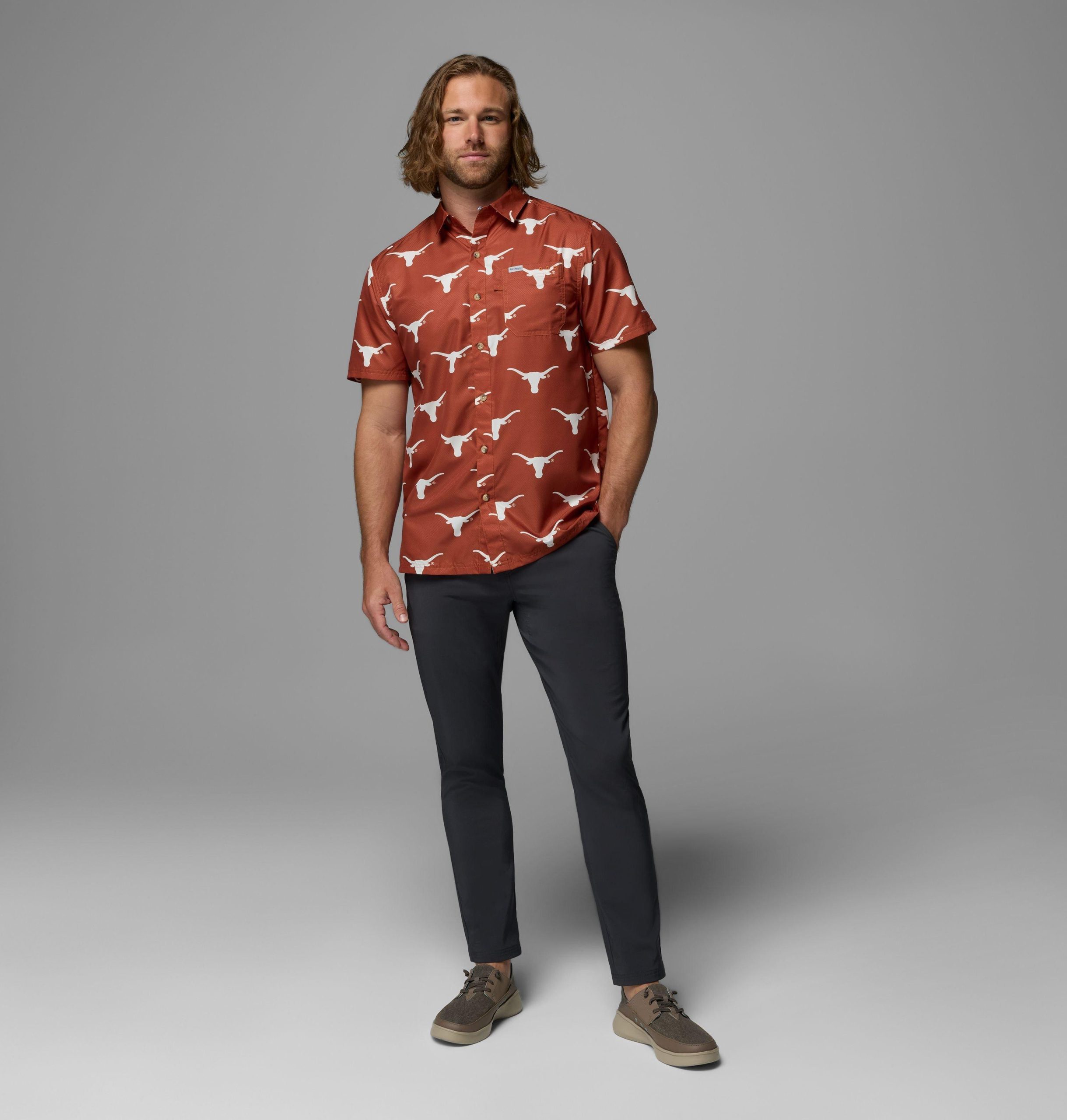 herre collegiate pfg super slack tide-skjorte – texas