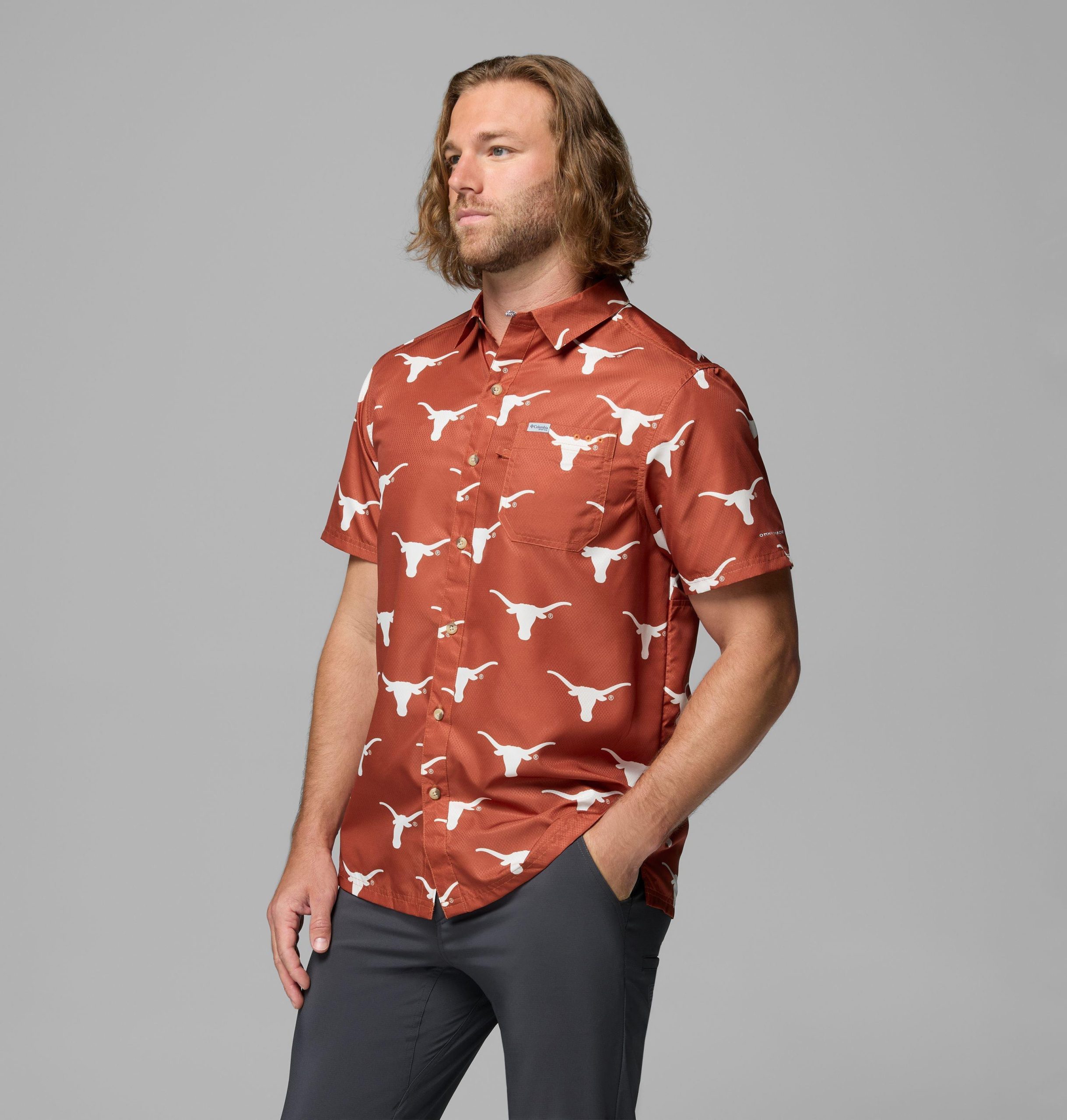 herre collegiate pfg super slack tide-skjorte – texas