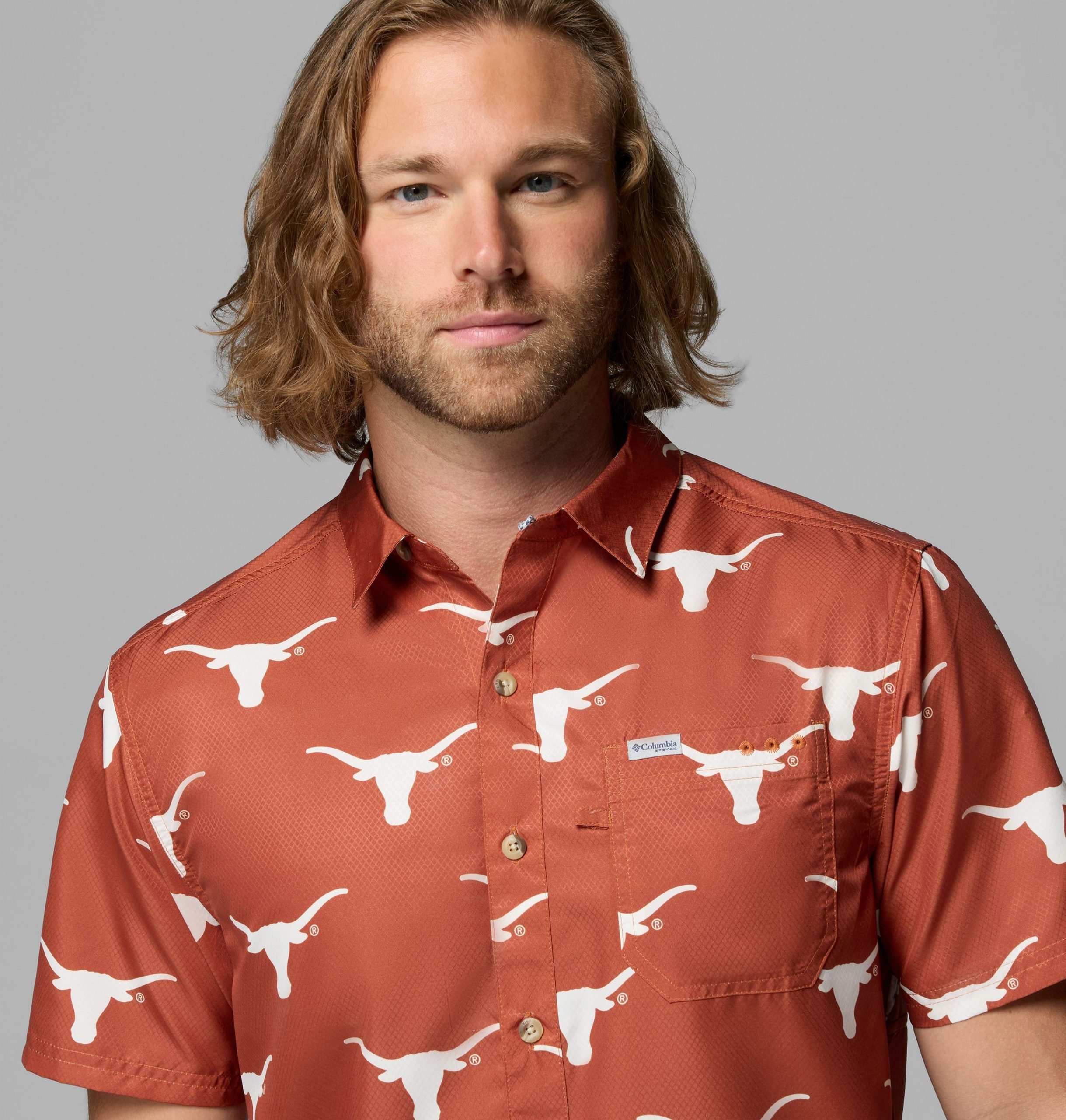 herre collegiate pfg super slack tide-skjorte – texas