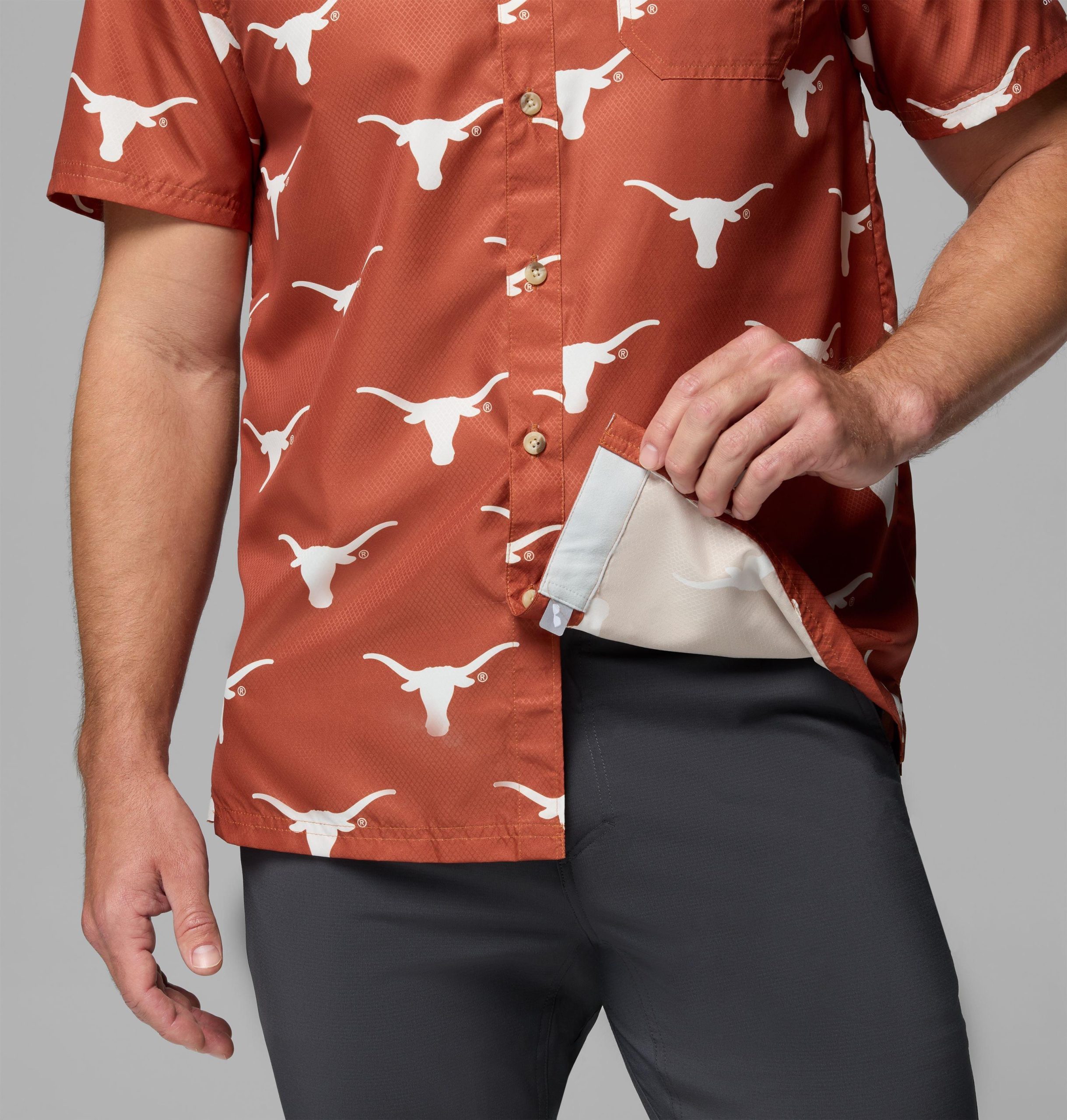 herre collegiate pfg super slack tide-skjorte – texas