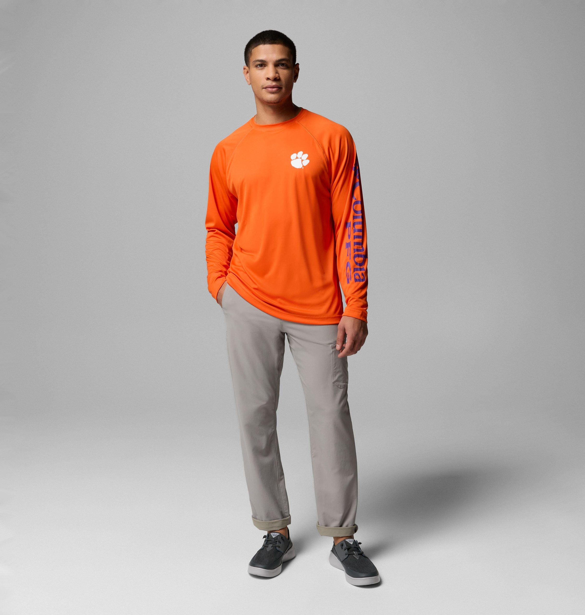 herre collegiate pfg terminal tackle langermet skjorte - clemson