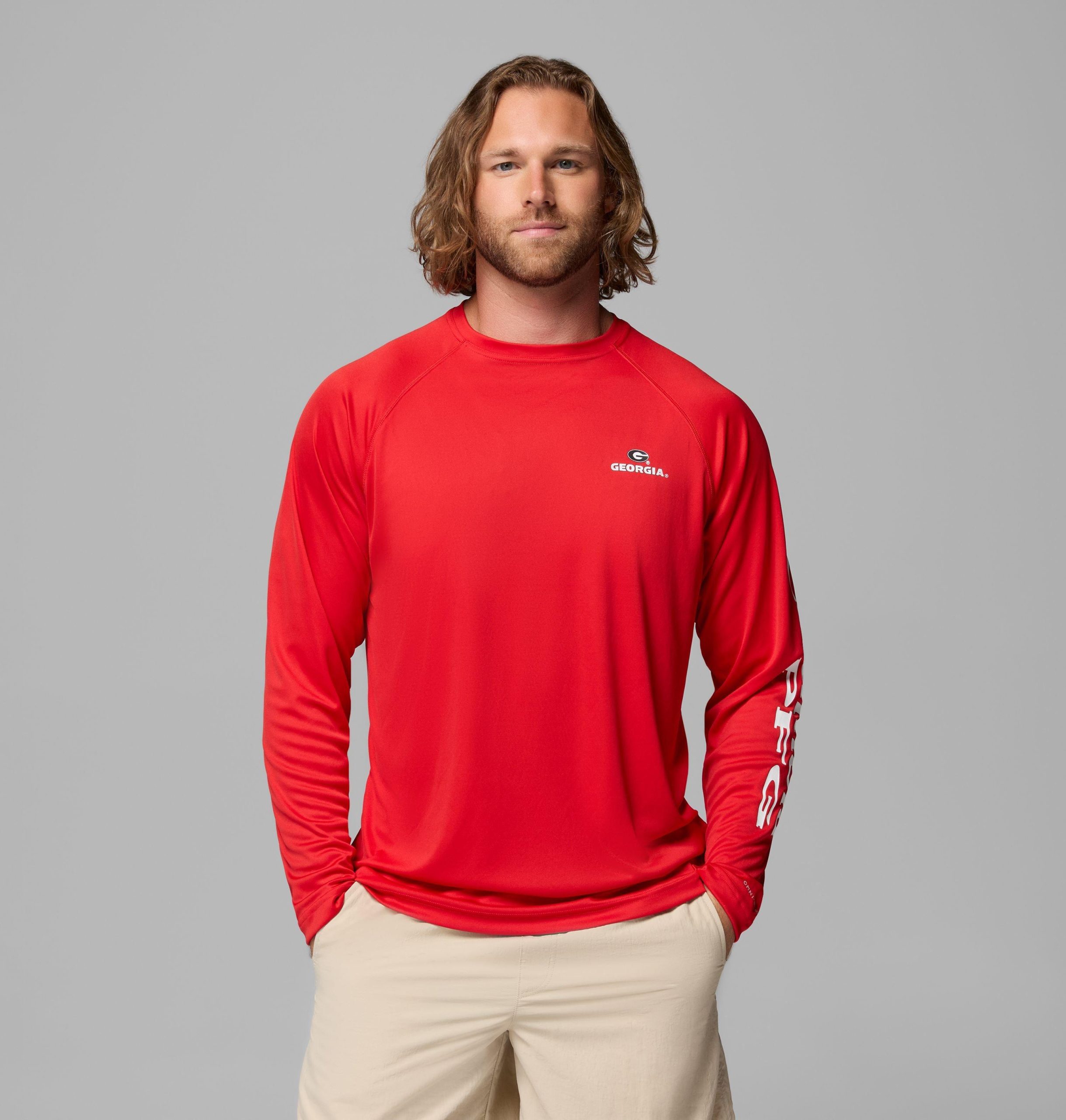 herre collegiate pfg terminal tackle langermet skjorte - georgia