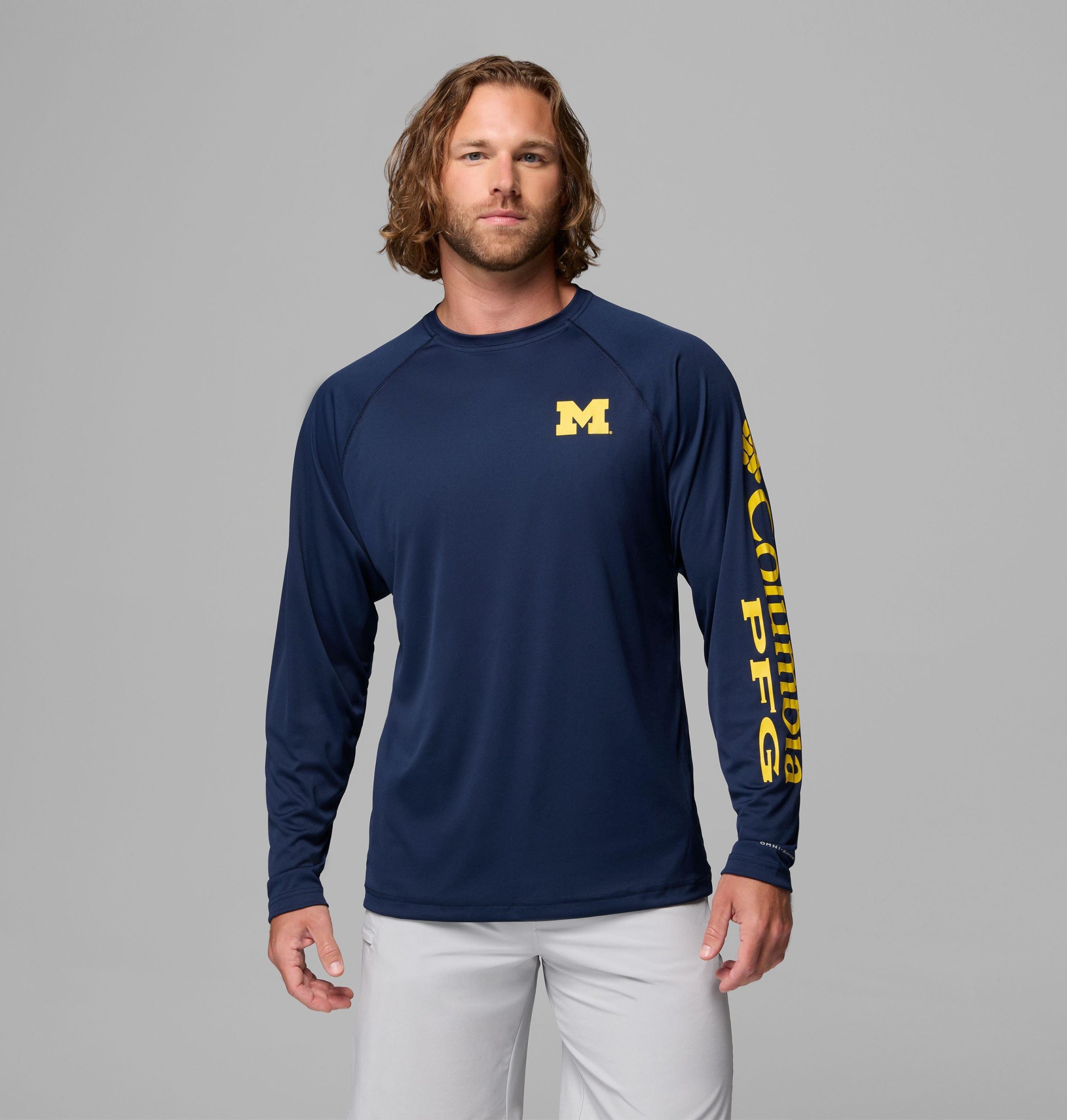 herre collegiate pfg terminal tackle langermet skjorte – michigan
