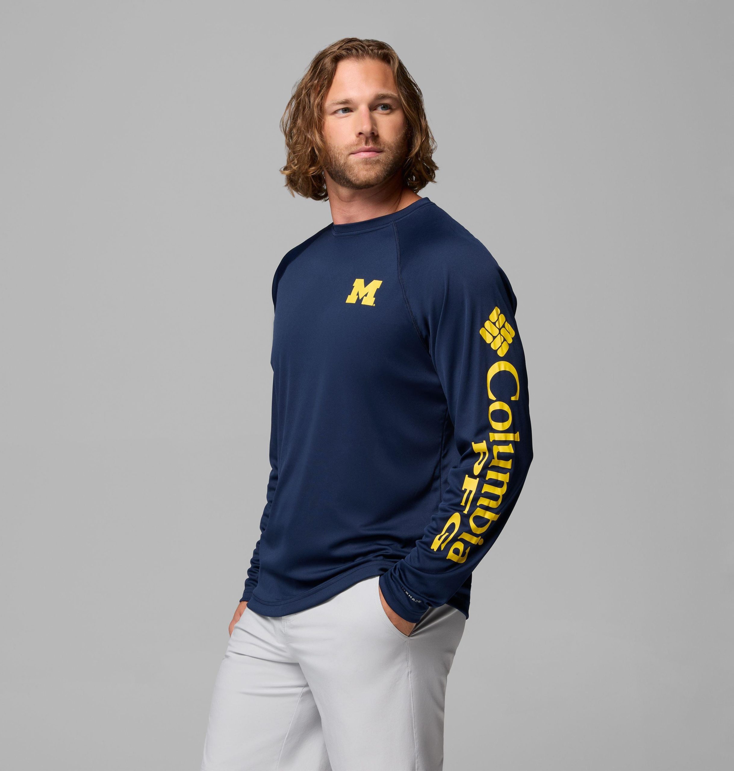 herre collegiate pfg terminal tackle langermet skjorte – michigan