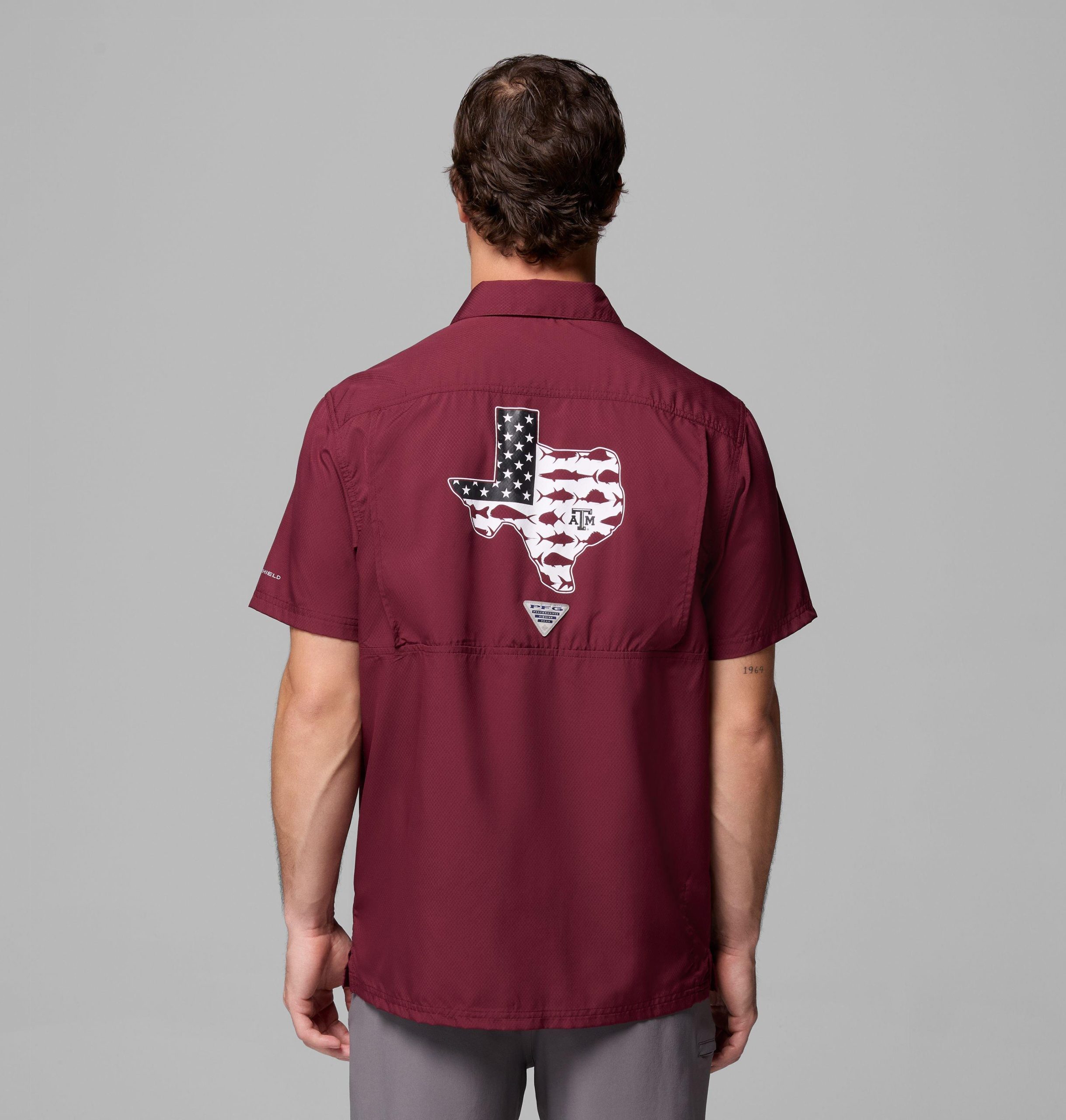 herre collegiate pfg slack tide camp-skjorte – texas am