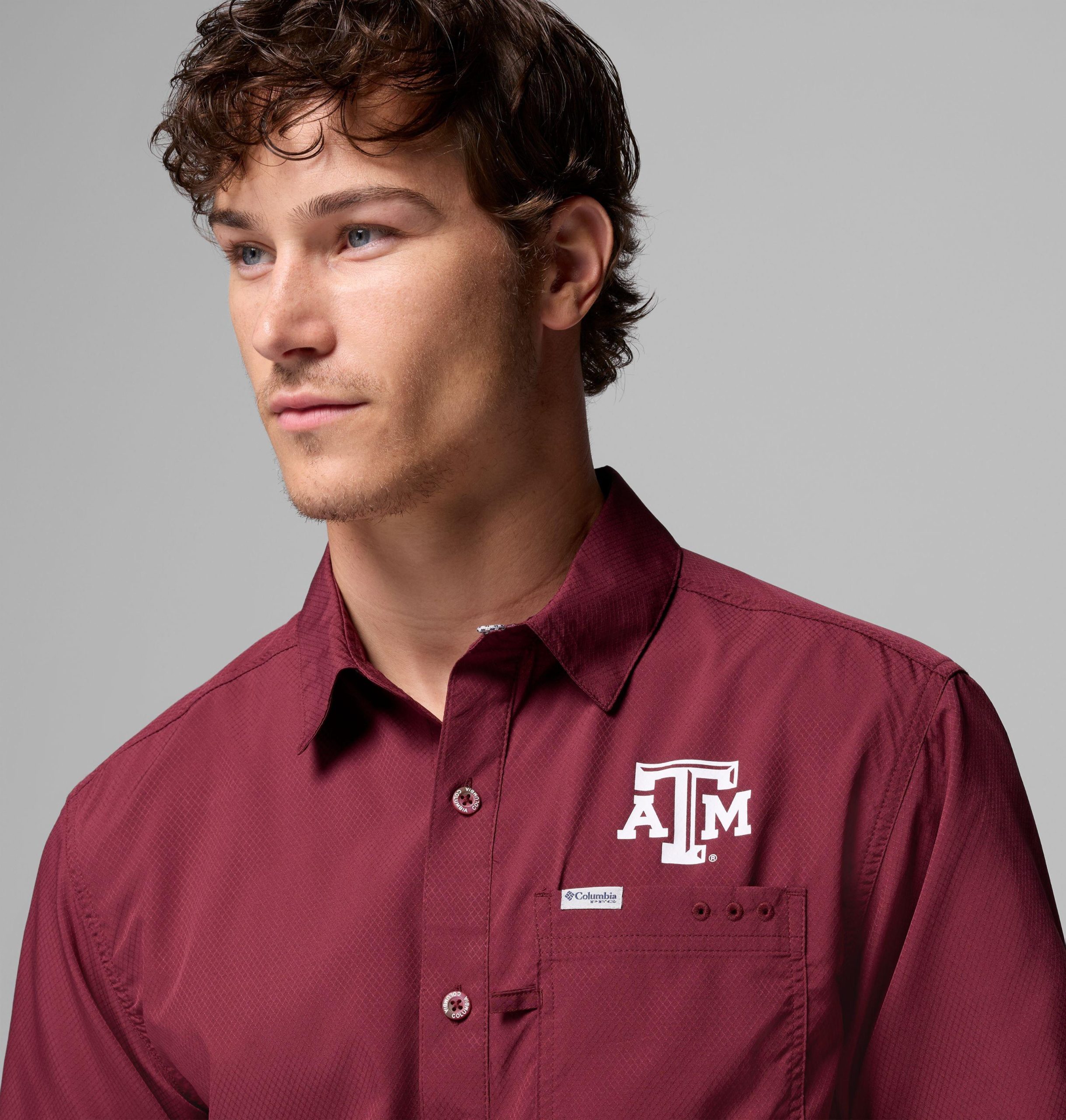 herre collegiate pfg slack tide camp-skjorte – texas am