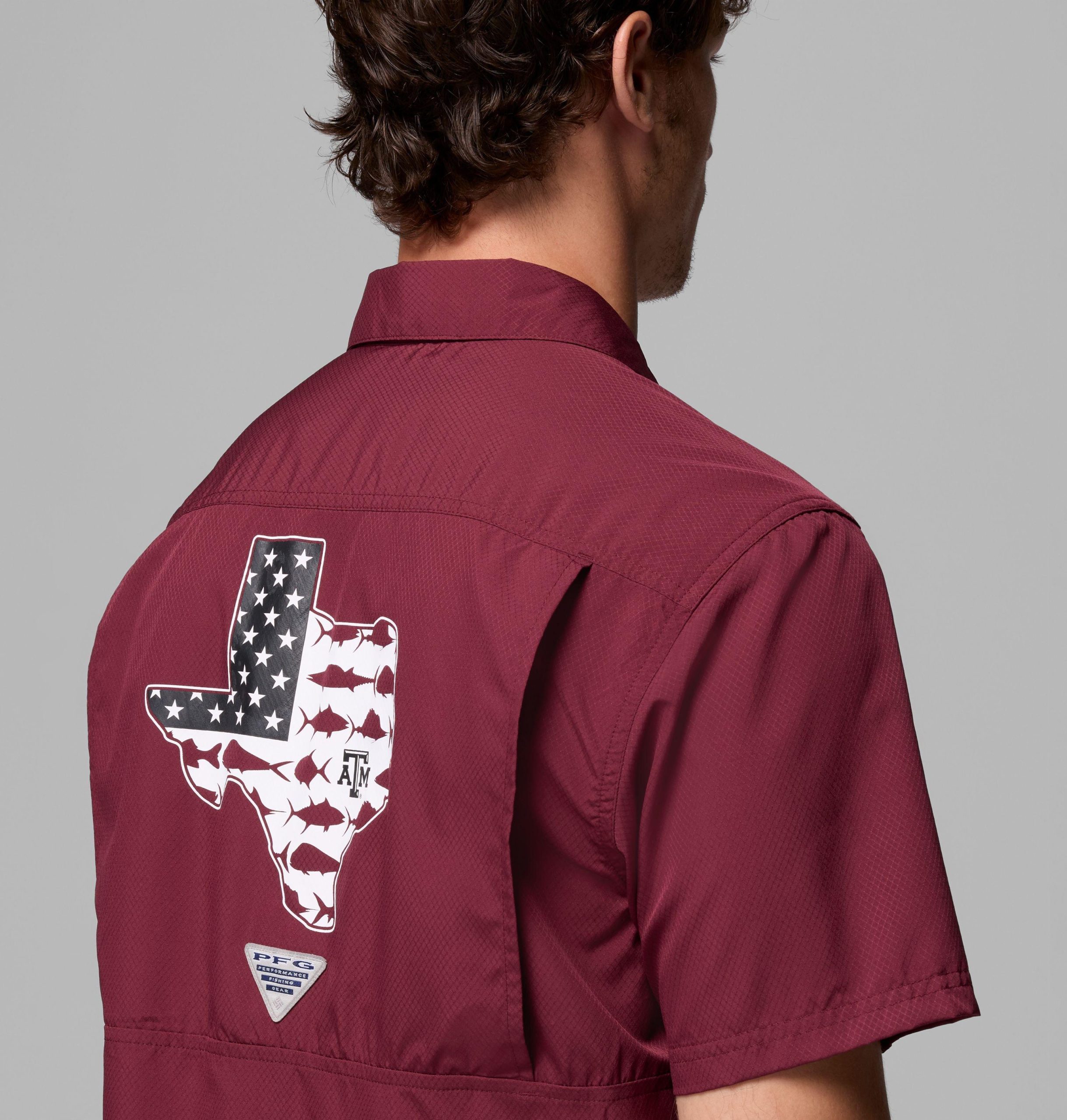herre collegiate pfg slack tide camp-skjorte – texas am