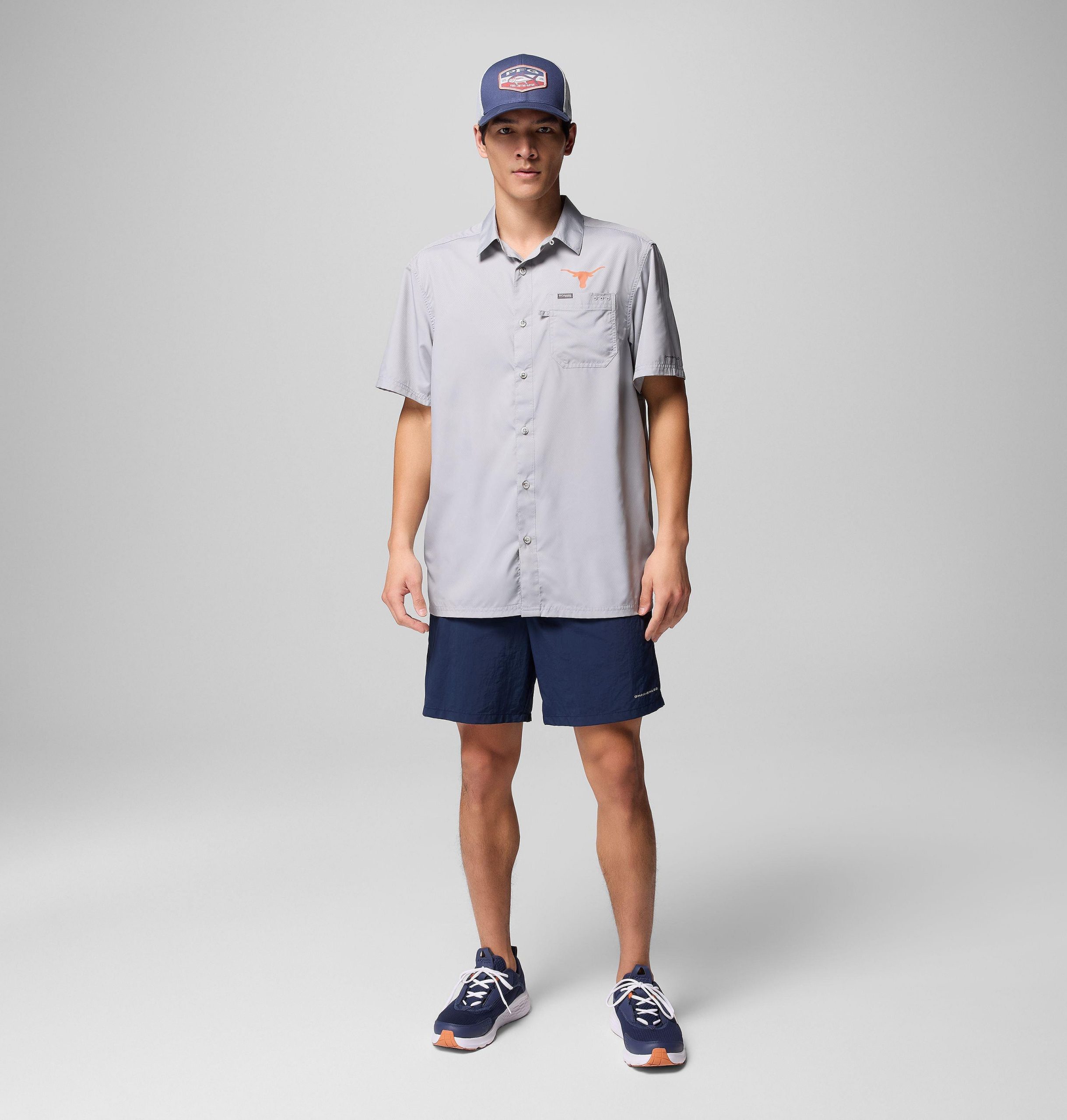 herre collegiate pfg slack tide camp-skjorte – texas