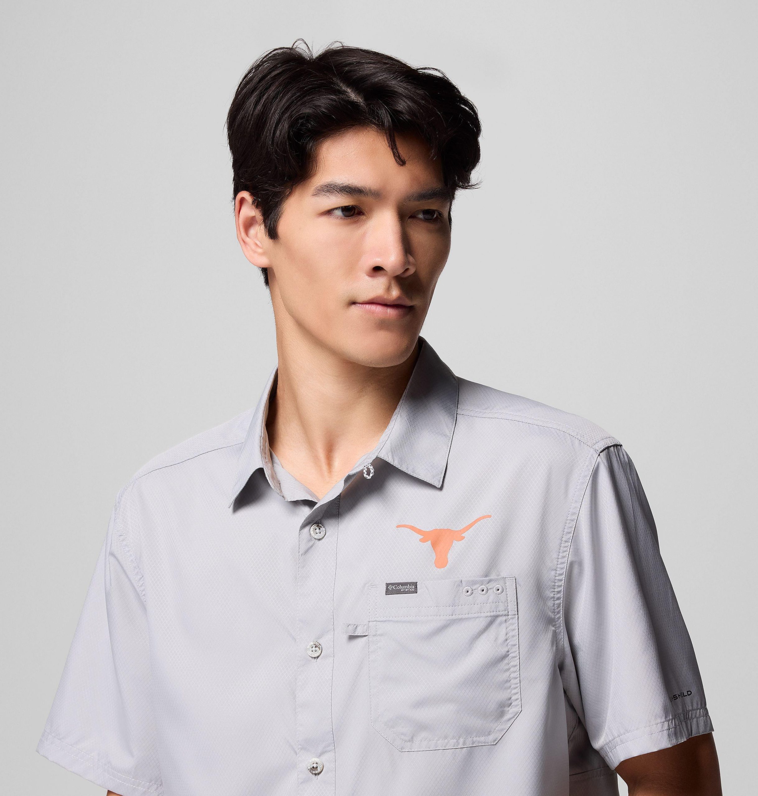 herre collegiate pfg slack tide camp-skjorte – texas