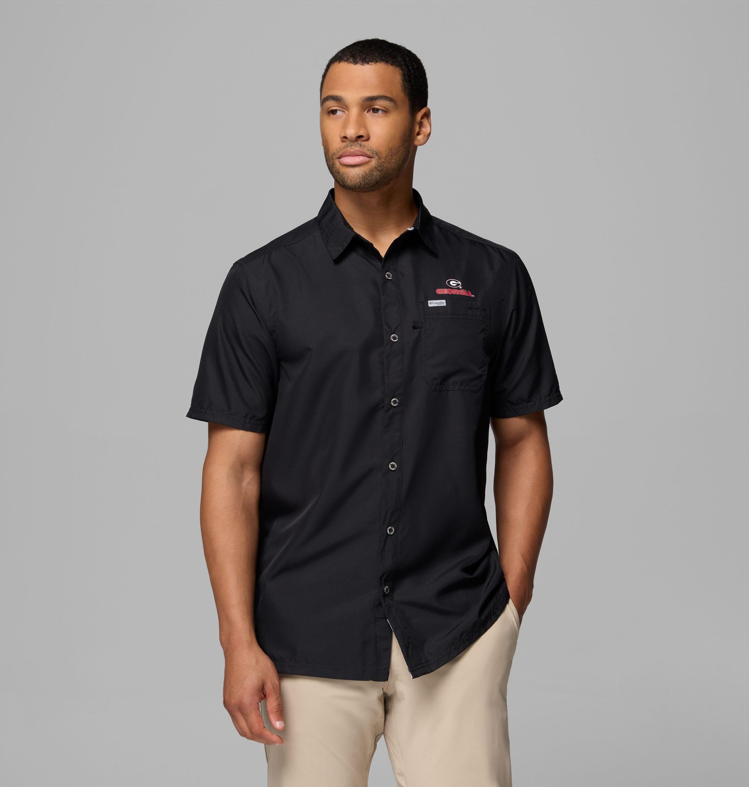 herre collegiate pfg slack tide camp-skjorte – georgia