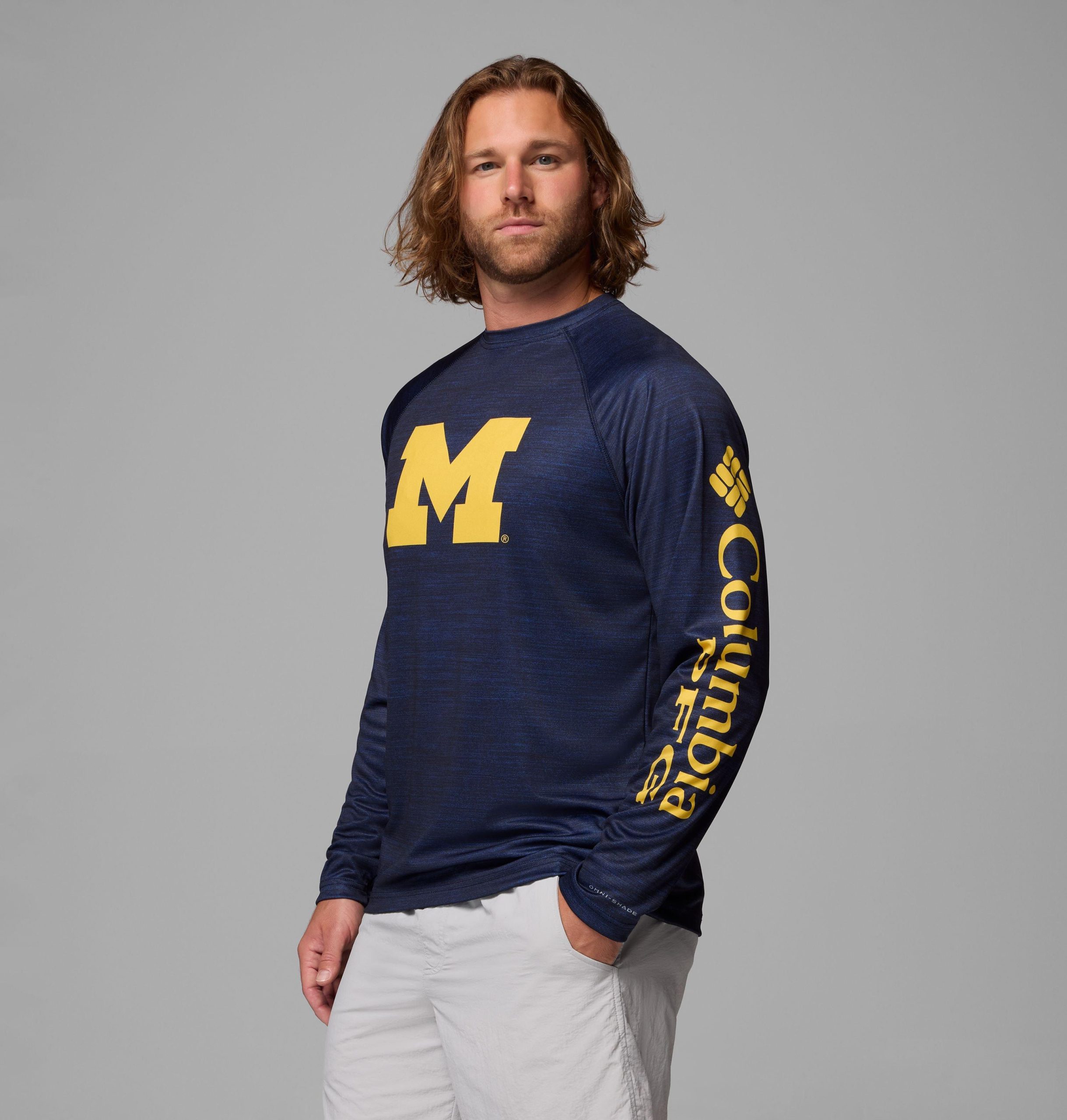 herre collegiate pfg terminal tackle heather langermet skjorte – michigan