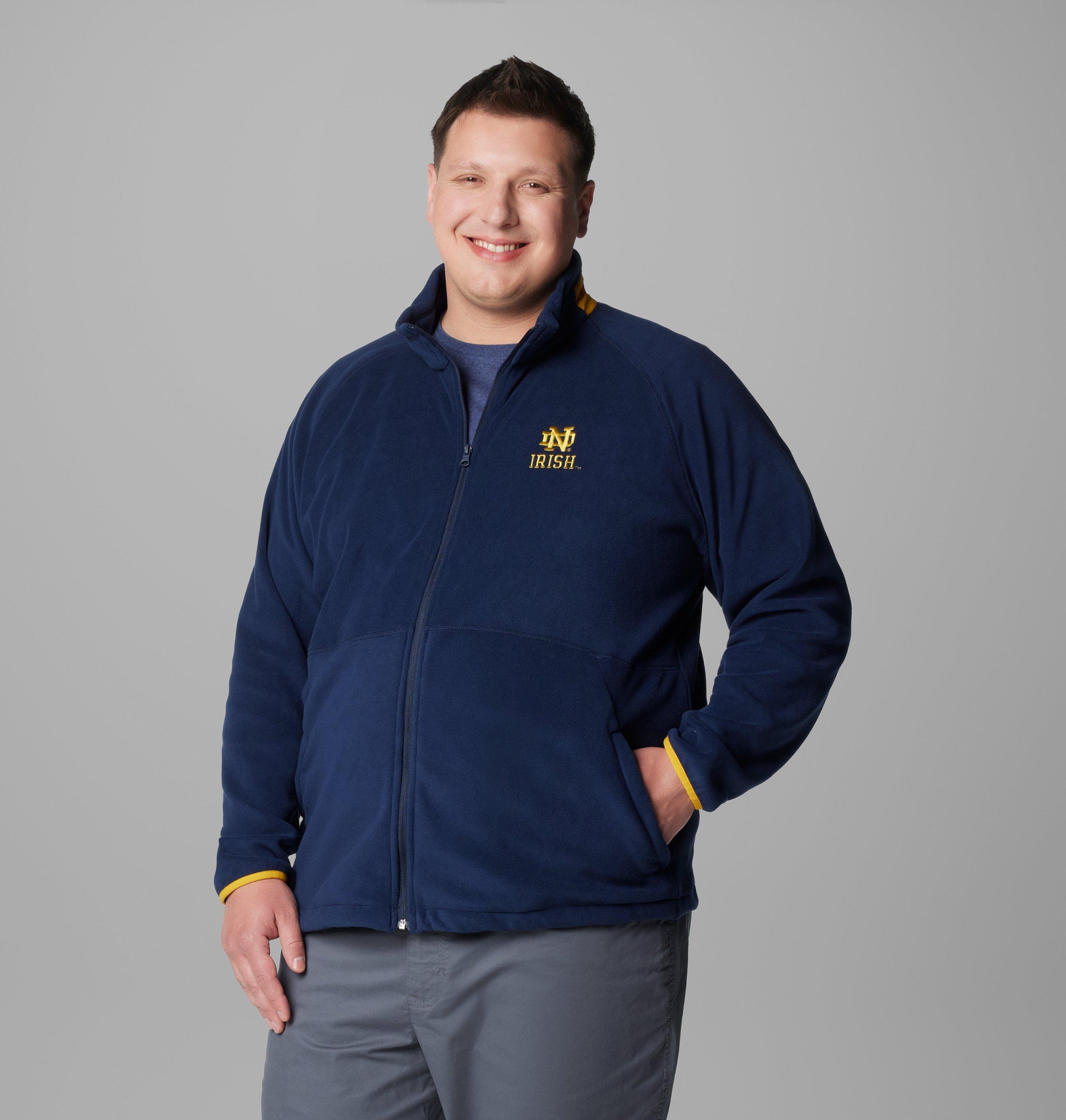 herre collegiate flanker iv fleecejakke – stor – notre dame