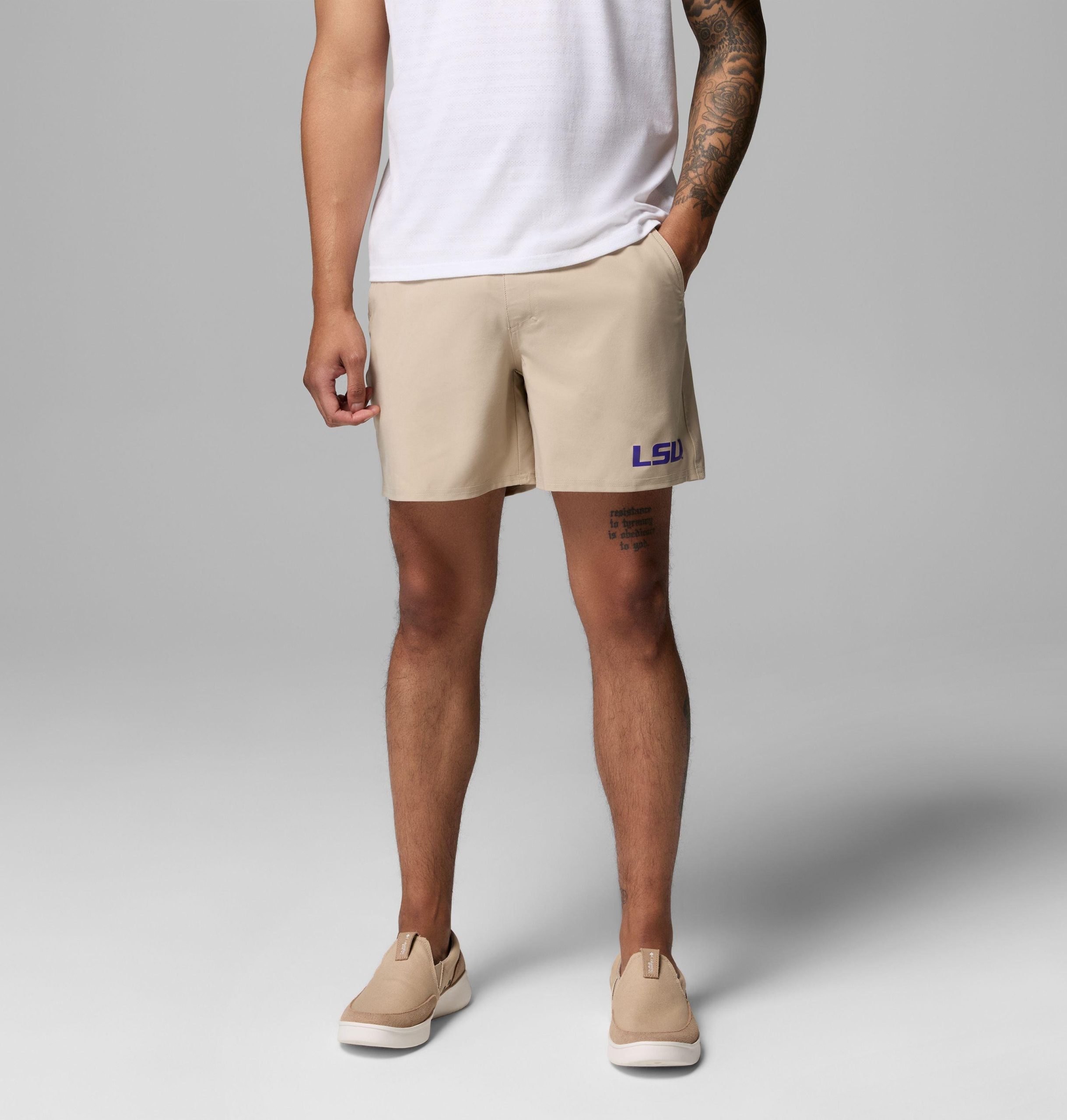 herre collegiate pfg terminal roamer stretch shorts – lsu