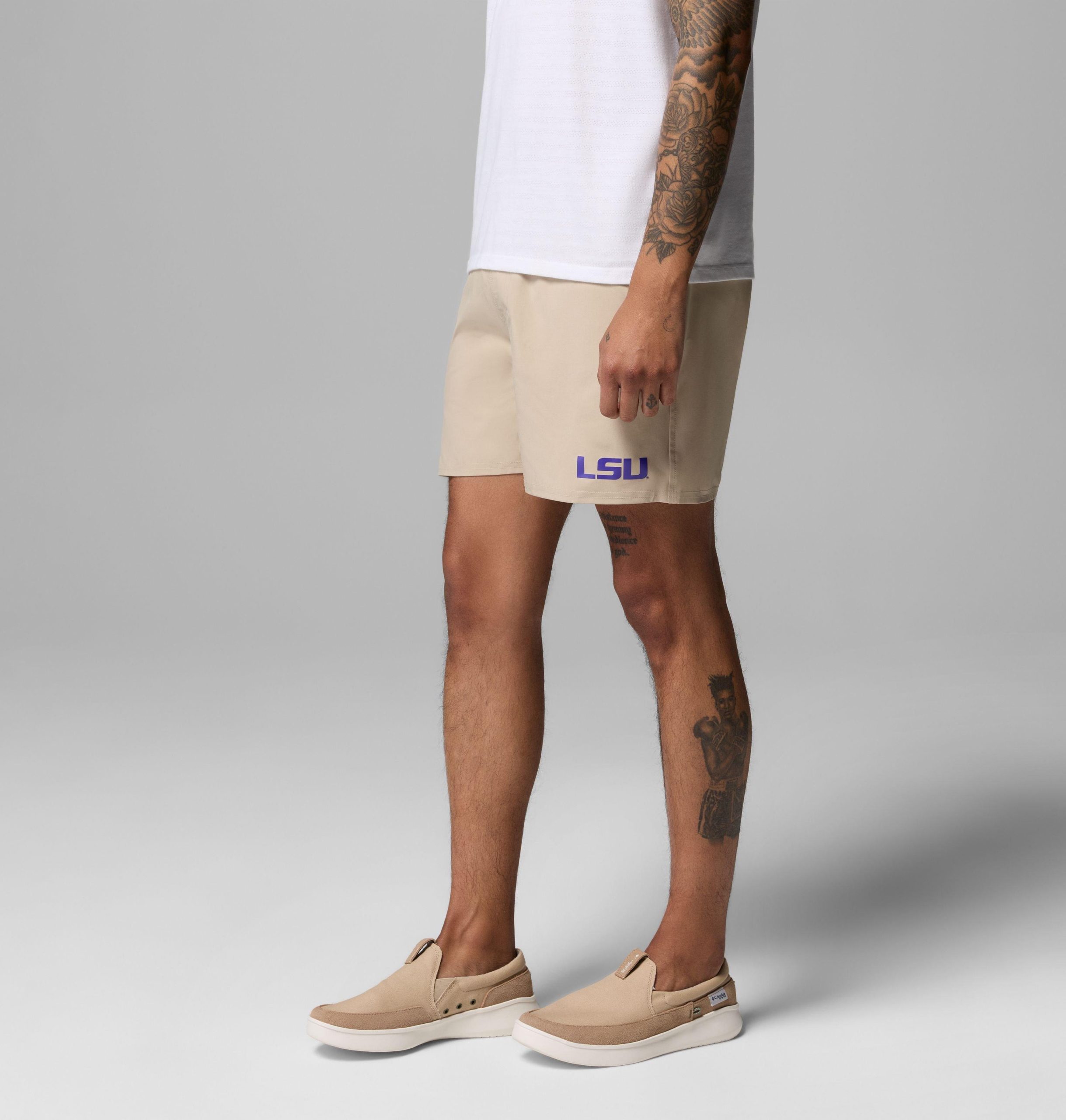 herre collegiate pfg terminal roamer stretch shorts – lsu