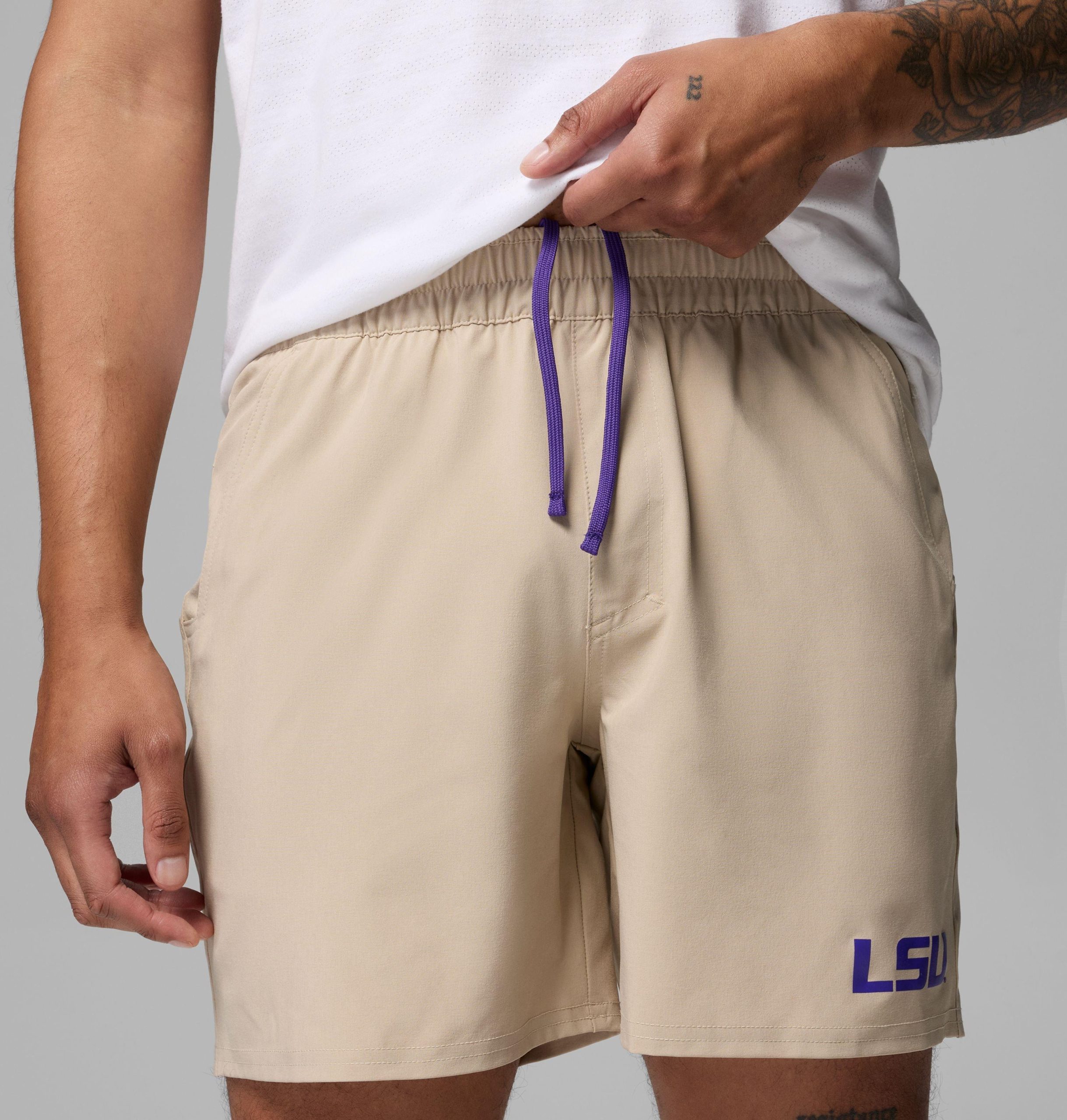 herre collegiate pfg terminal roamer stretch shorts – lsu