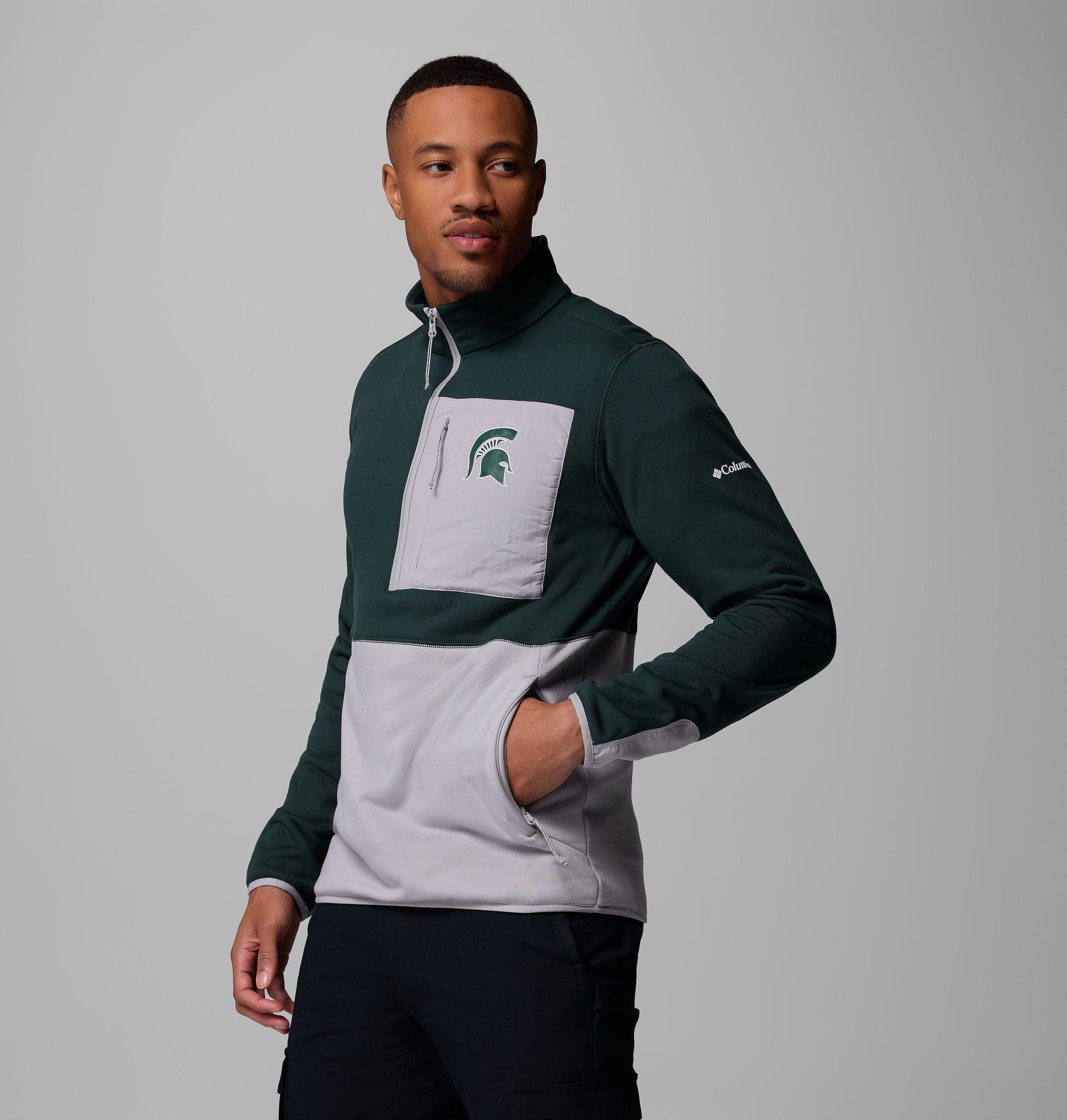 herre collegiate columbia hike half zip jakke – michigan state