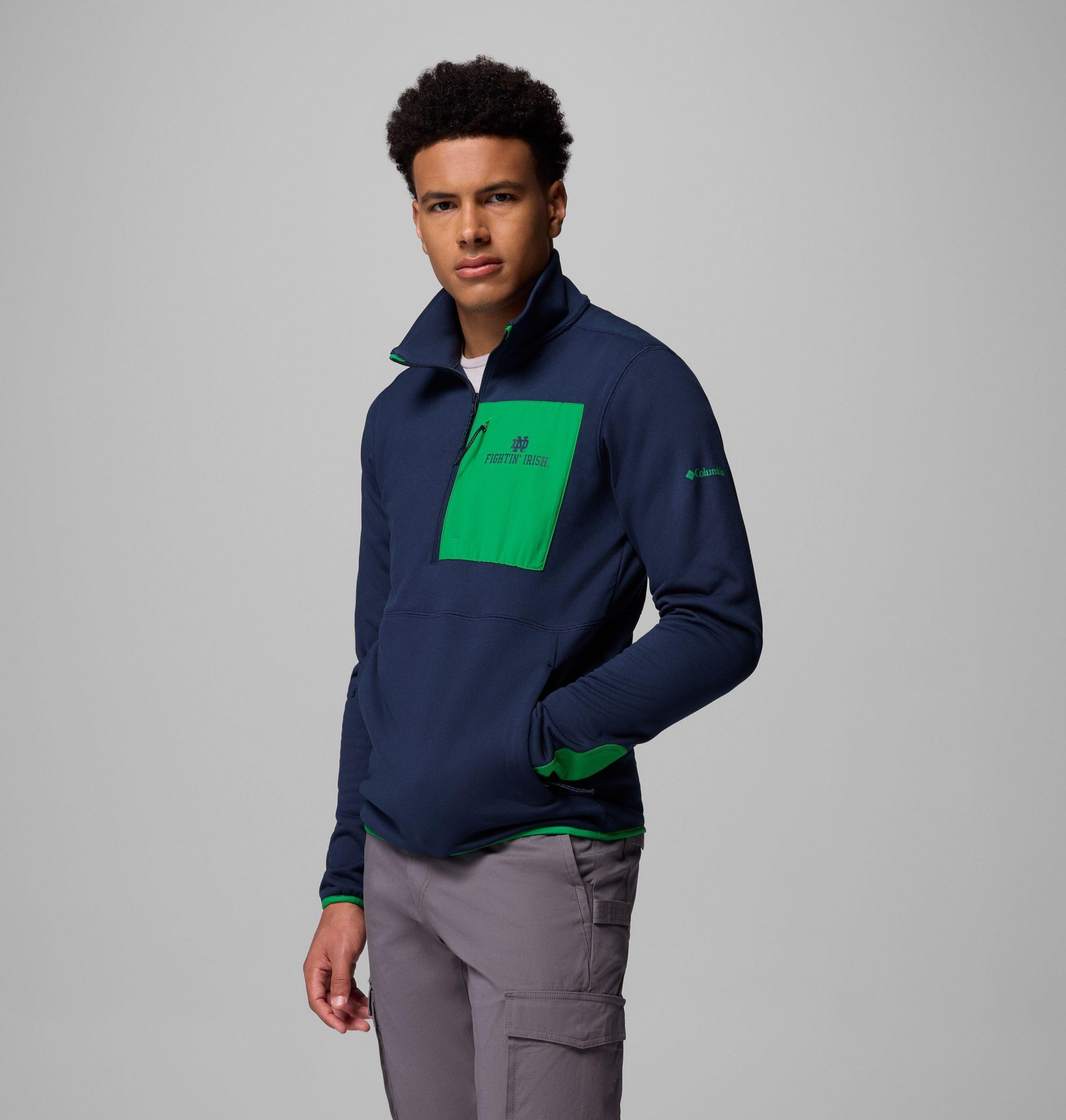 herre collegiate columbia hike half zip jakke - notre dame