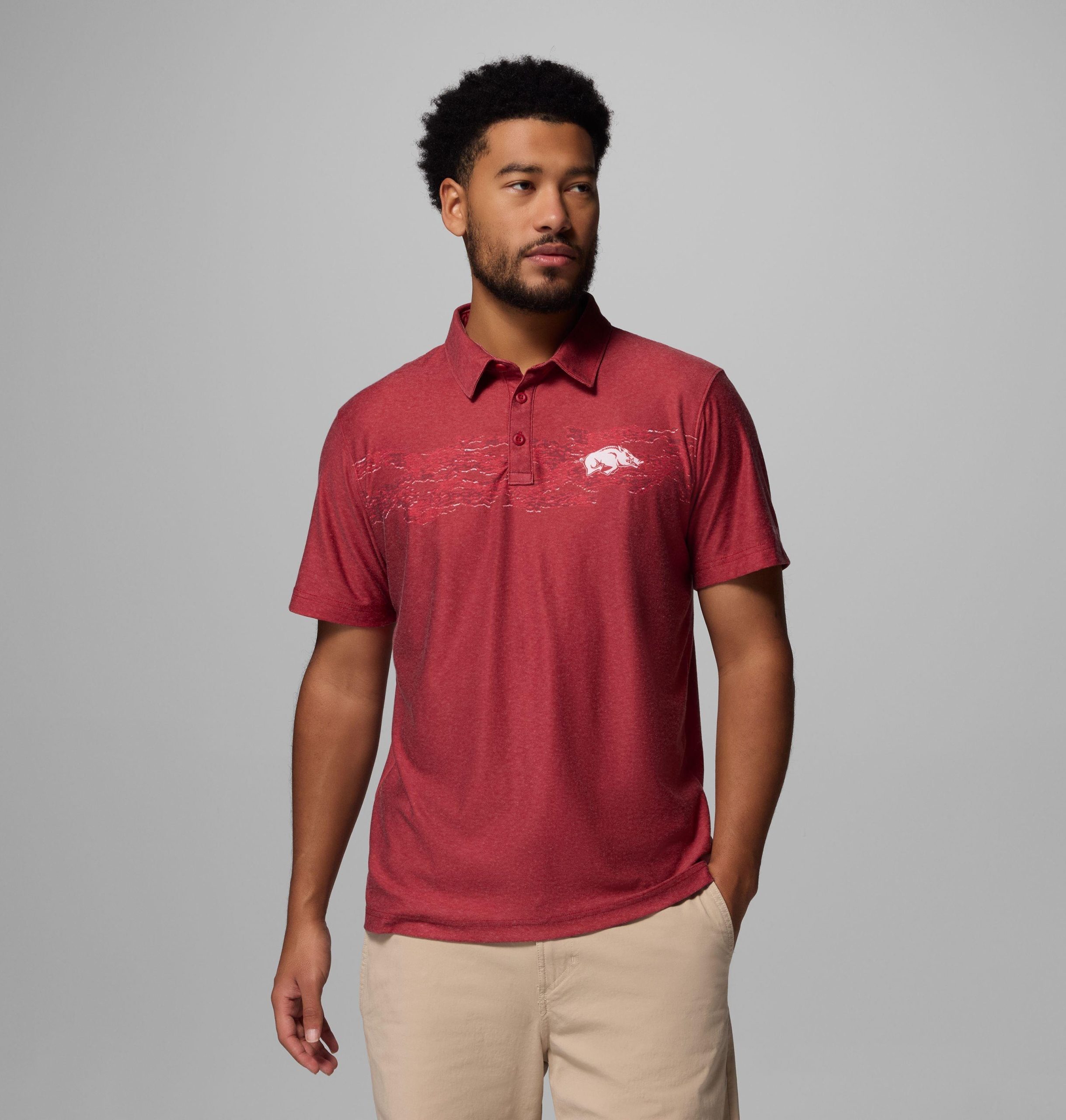 herre collegiate thistletown hills printed polo – arkansas