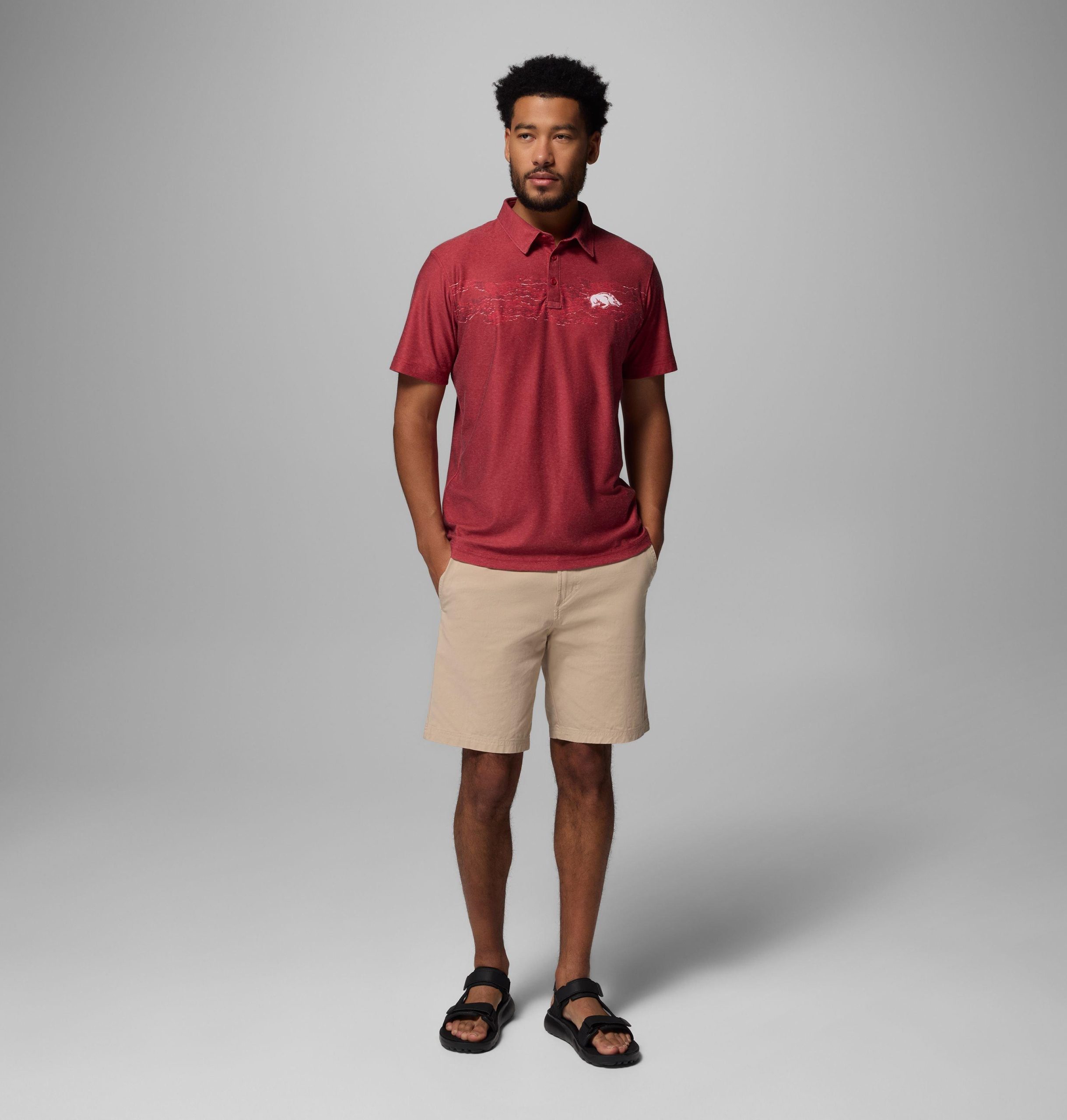herre collegiate thistletown hills printed polo – arkansas