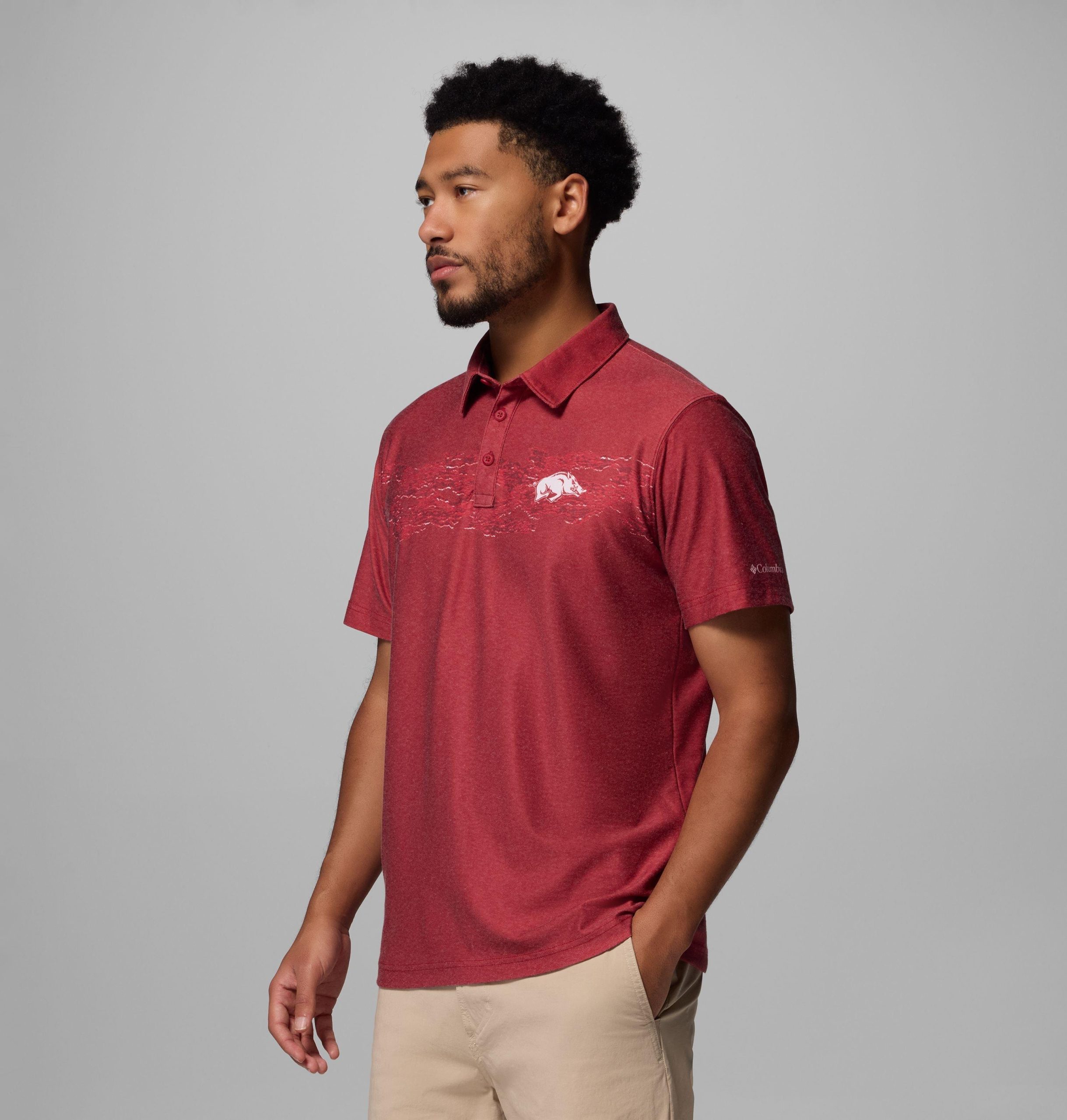herre collegiate thistletown hills printed polo – arkansas