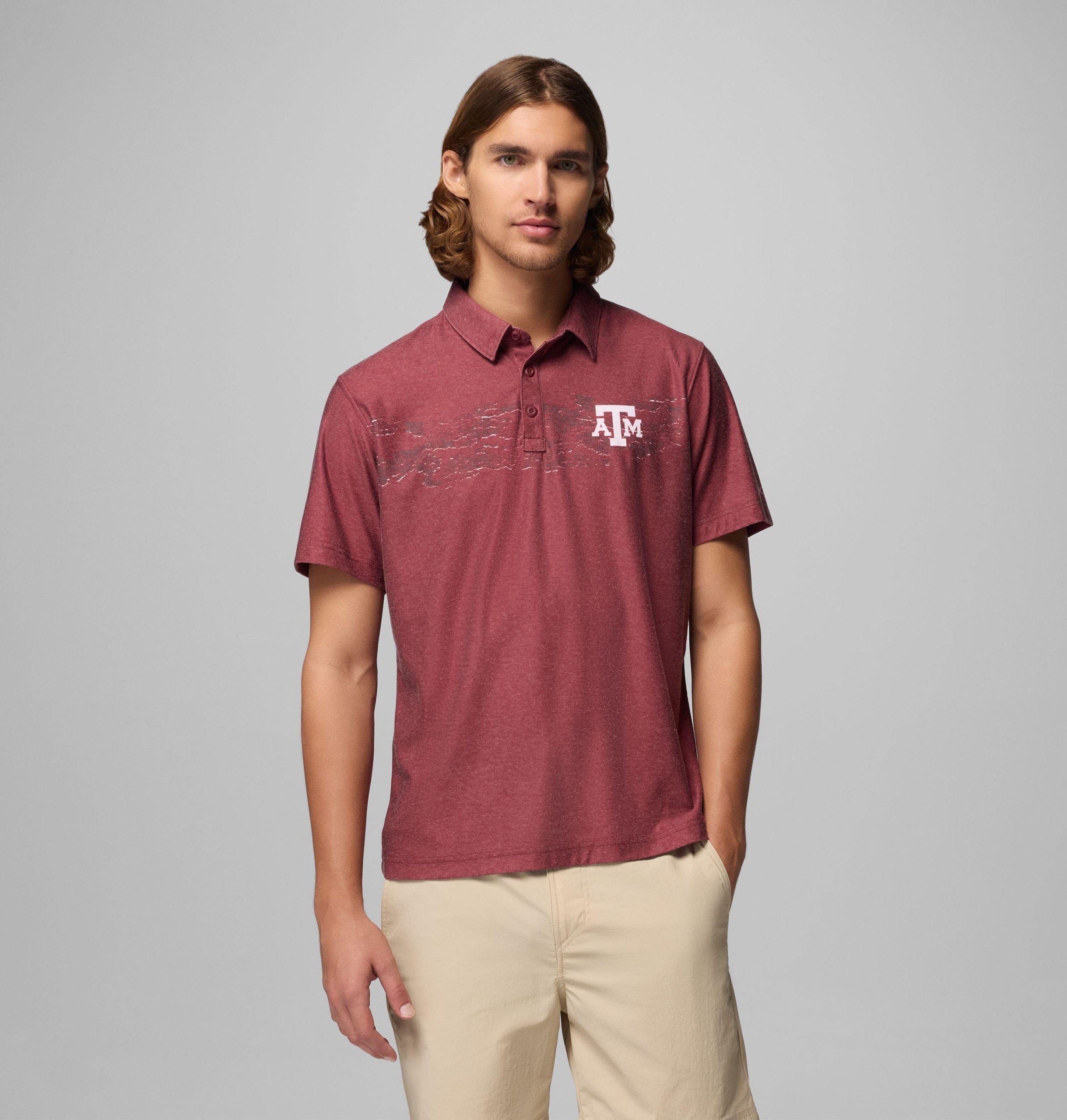 herre collegiate thistletown hills printed polo – texas am