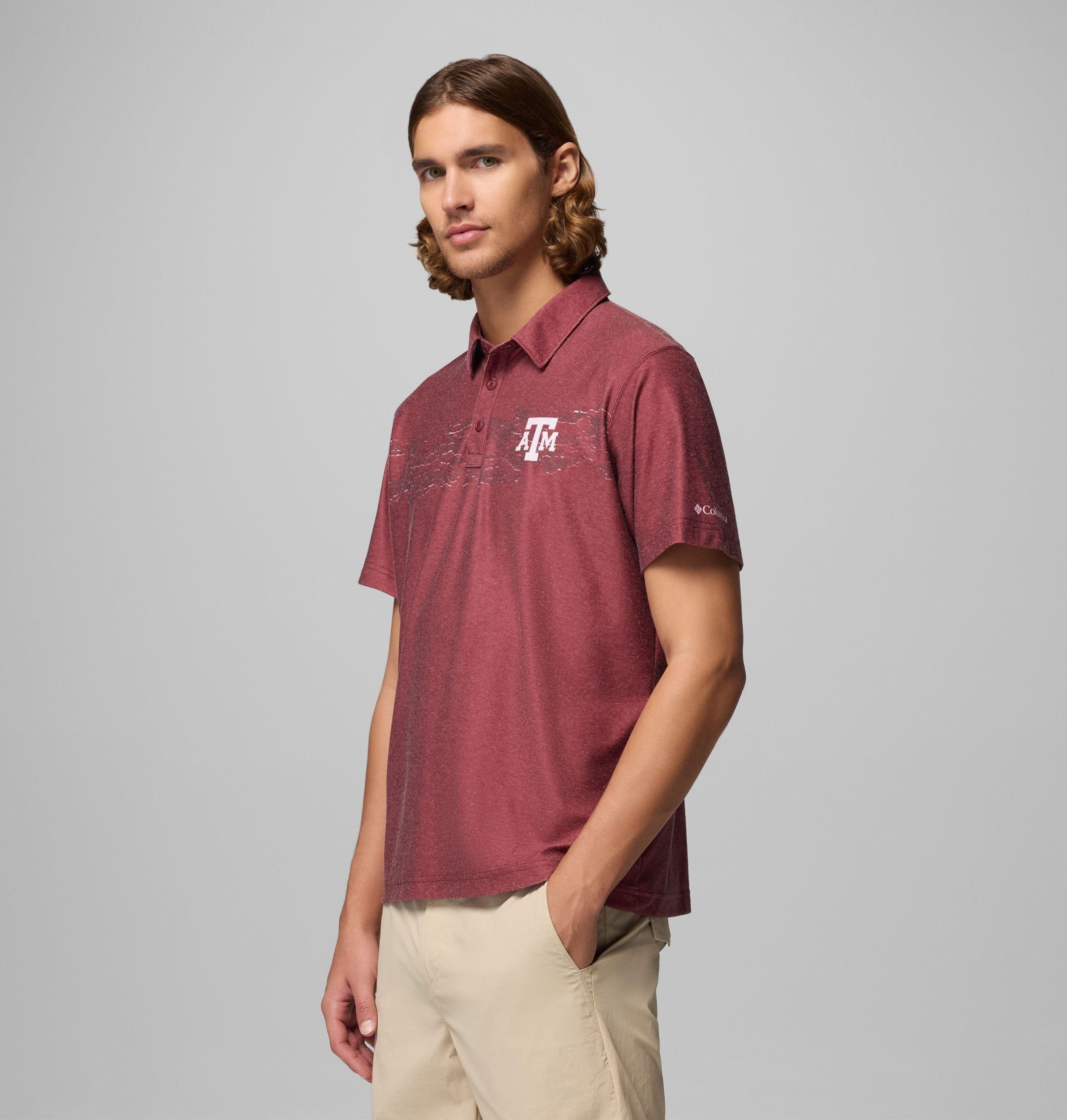 herre collegiate thistletown hills printed polo – texas am