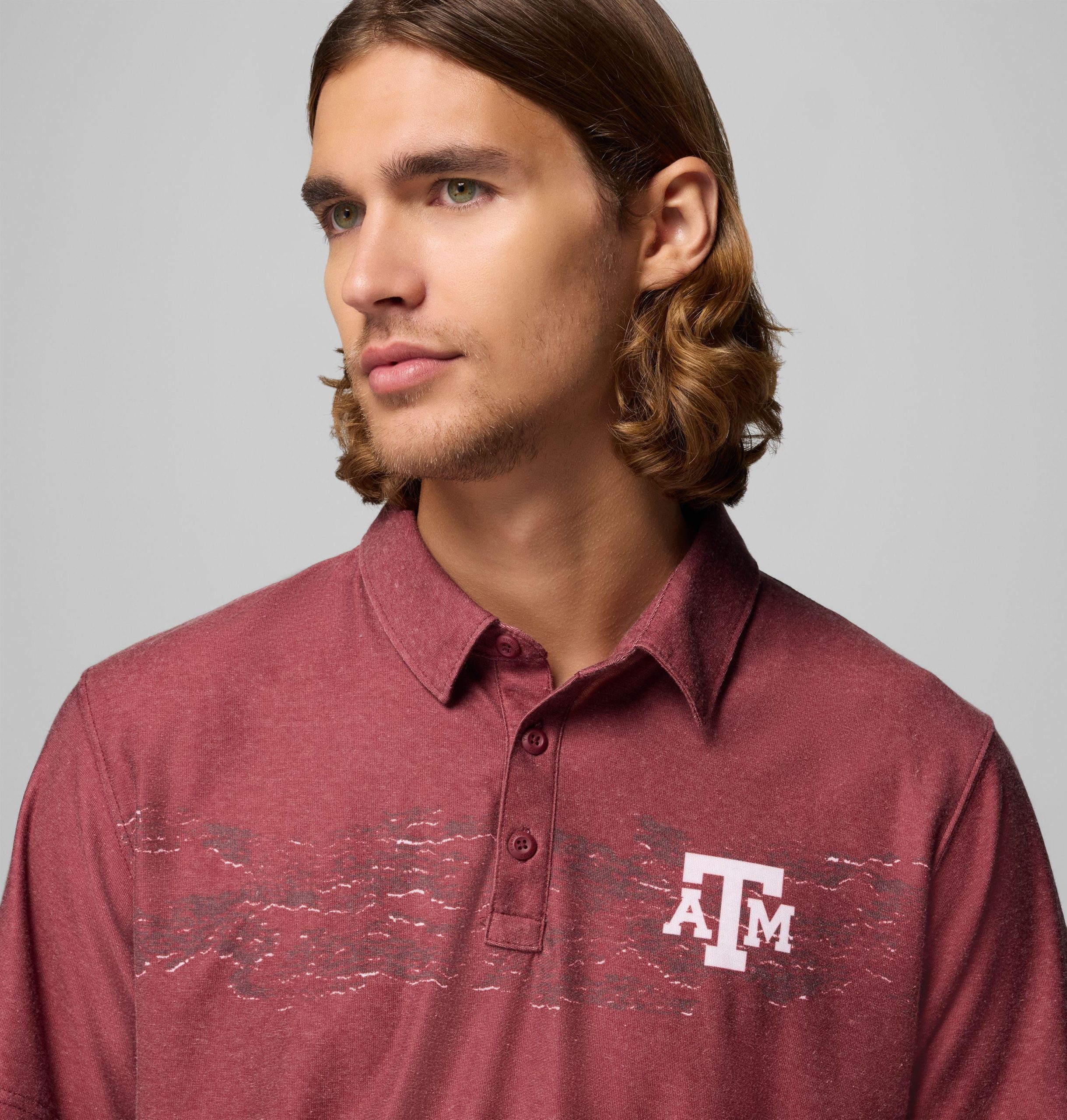 herre collegiate thistletown hills printed polo – texas am