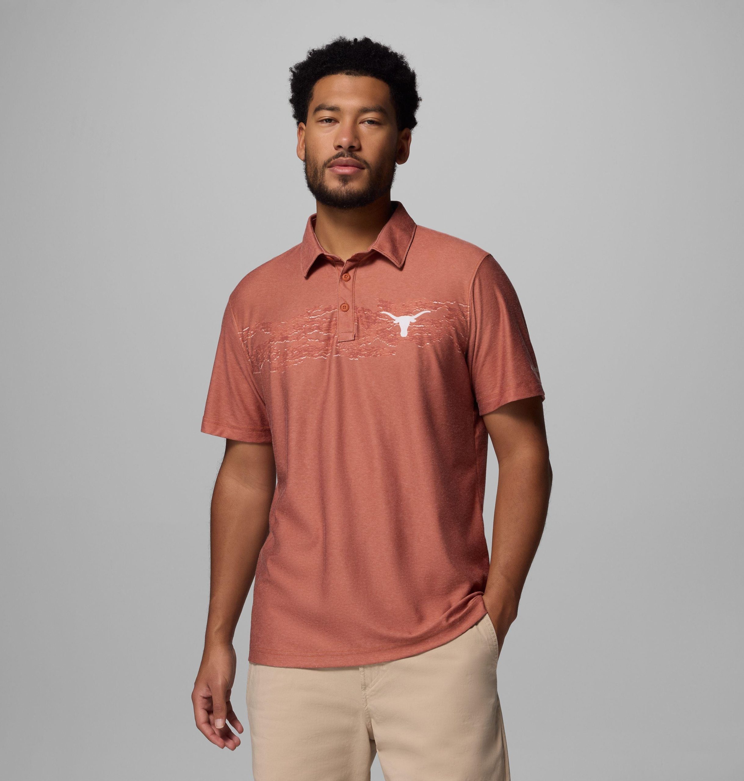 herre collegiate thistletown hills printed polo – texas
