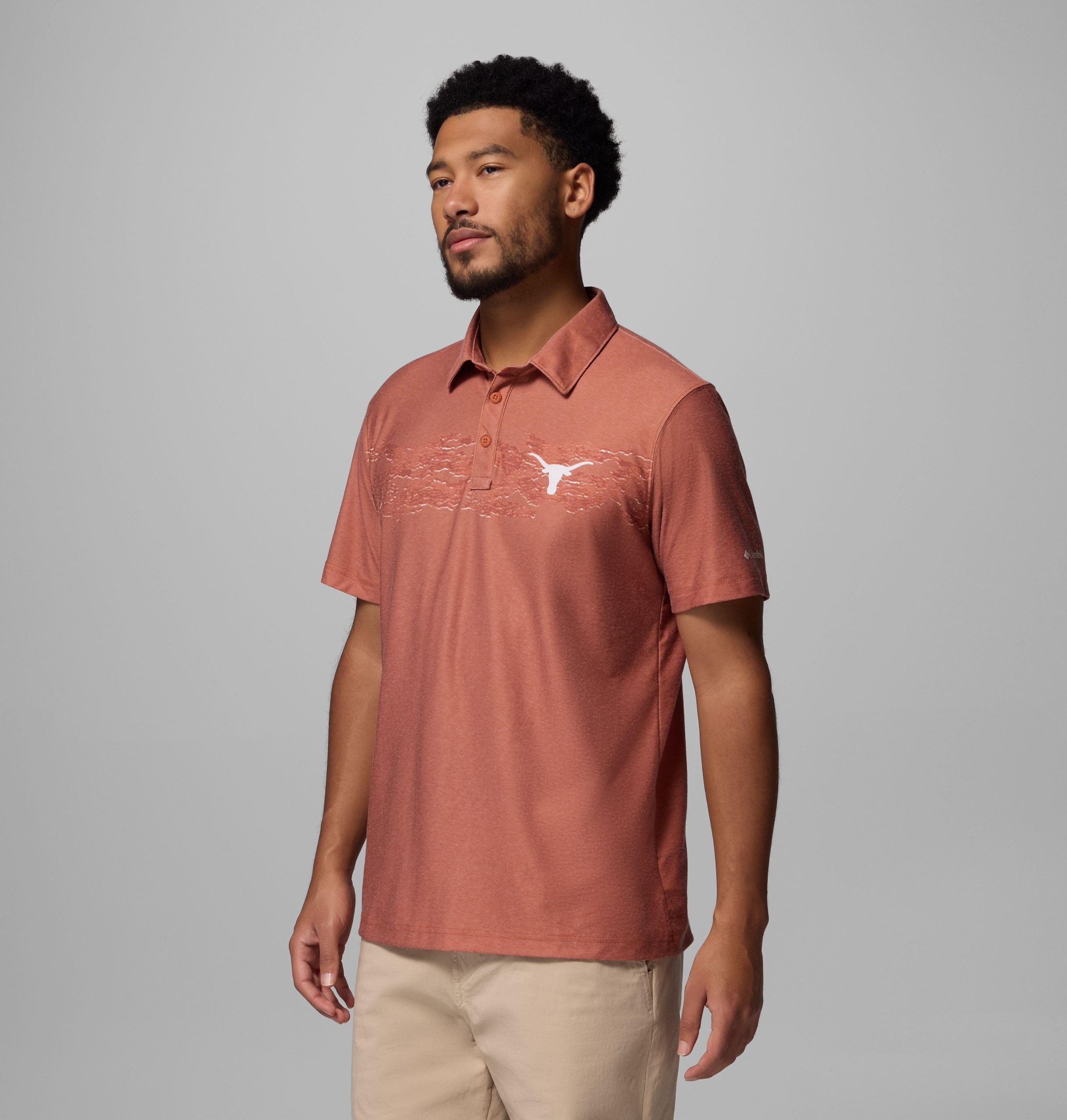 herre collegiate thistletown hills printed polo – texas