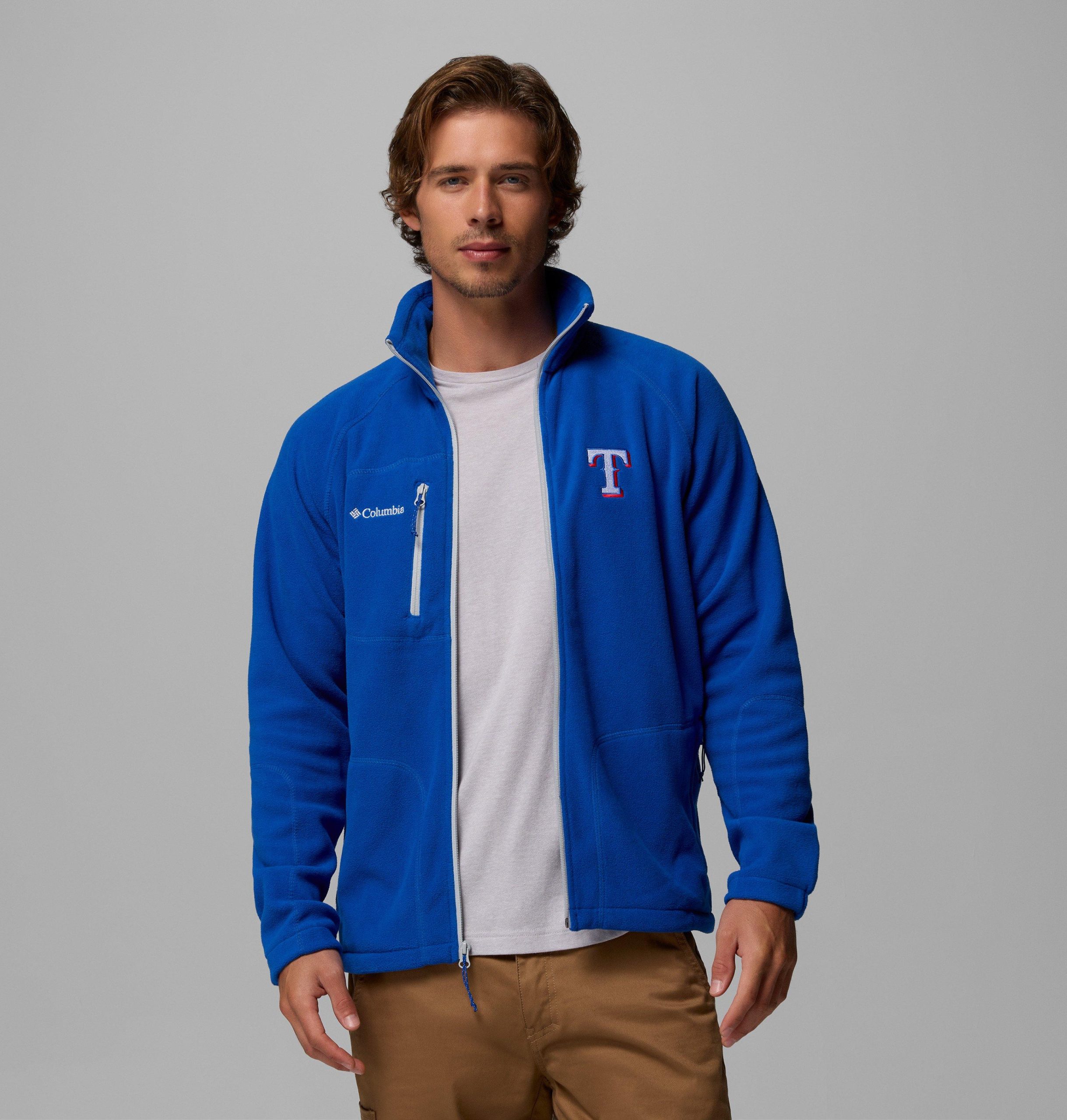 mlb fast trek ii full zip fleece - texas rangers