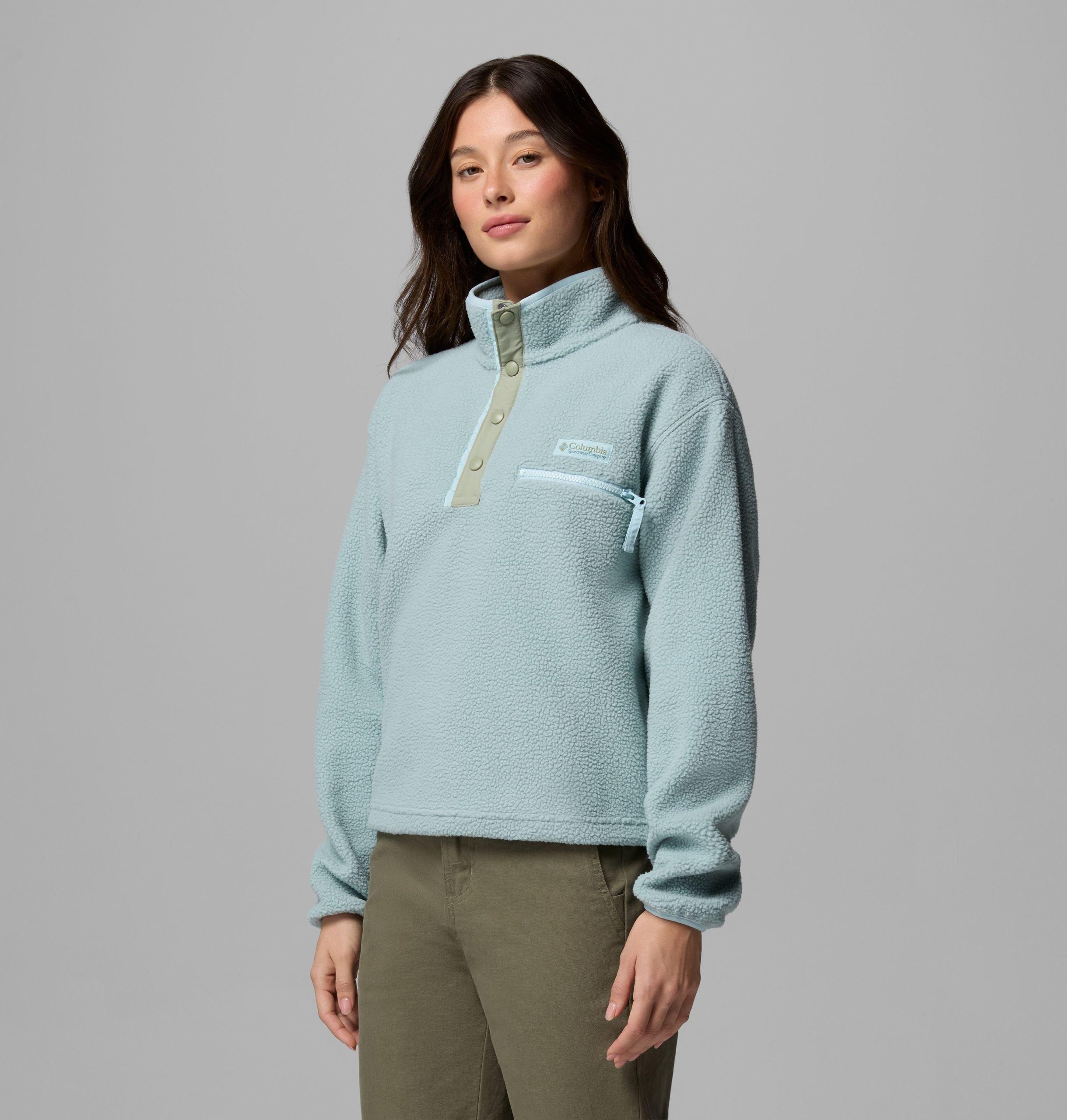 dame helvetia ii cropped half snap fleece pullover